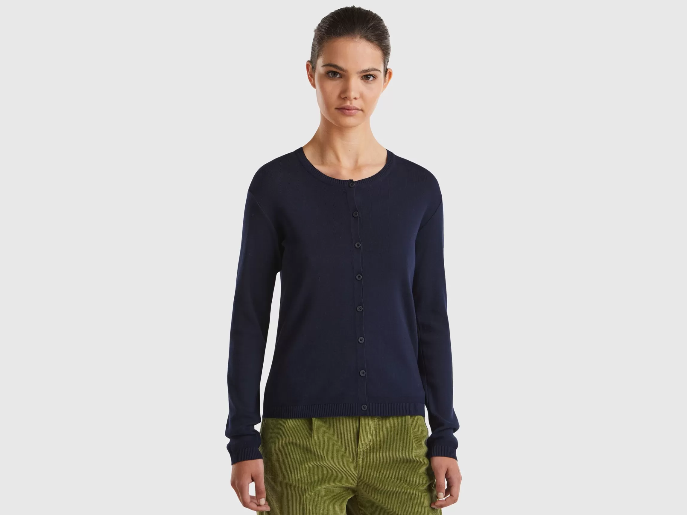 United Colors of Benetton Crew neck cardigan in pure cotton