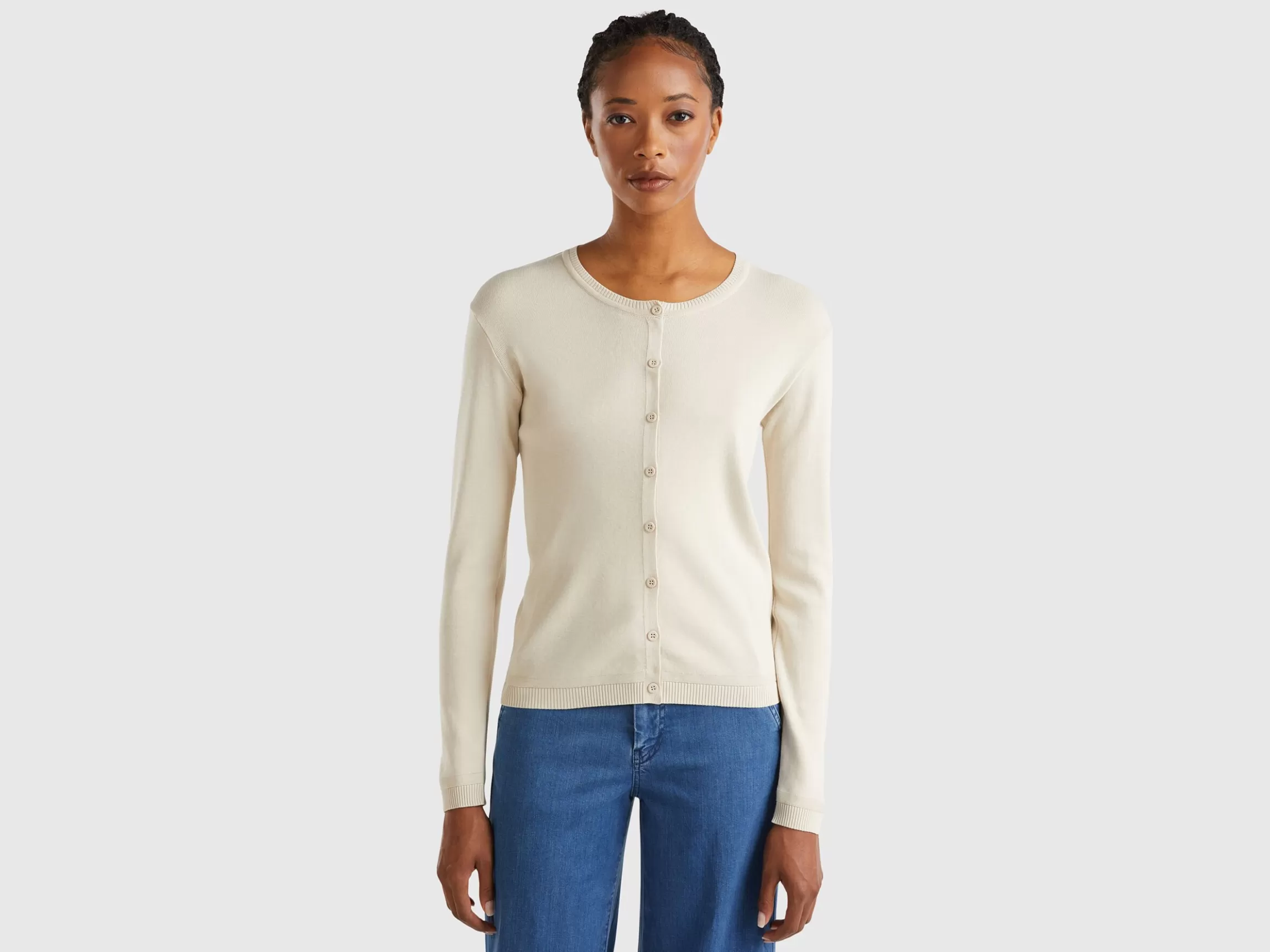 United Colors of Benetton Crew neck cardigan in pure cotton