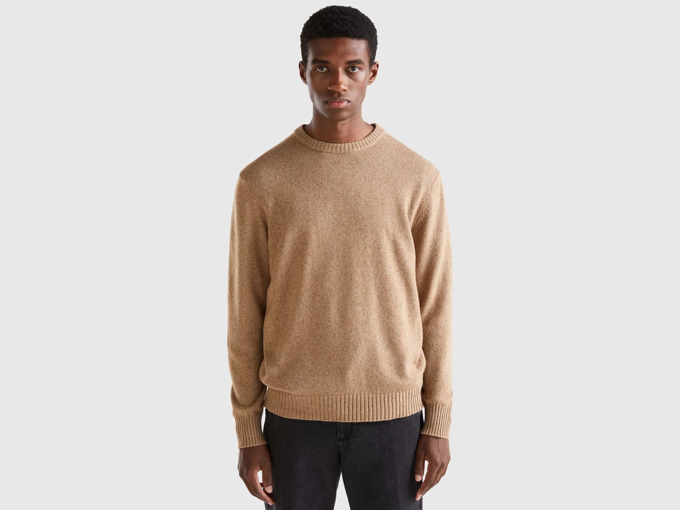 United Colors of Benetton Crew neck sweater in cashmere and wool blend