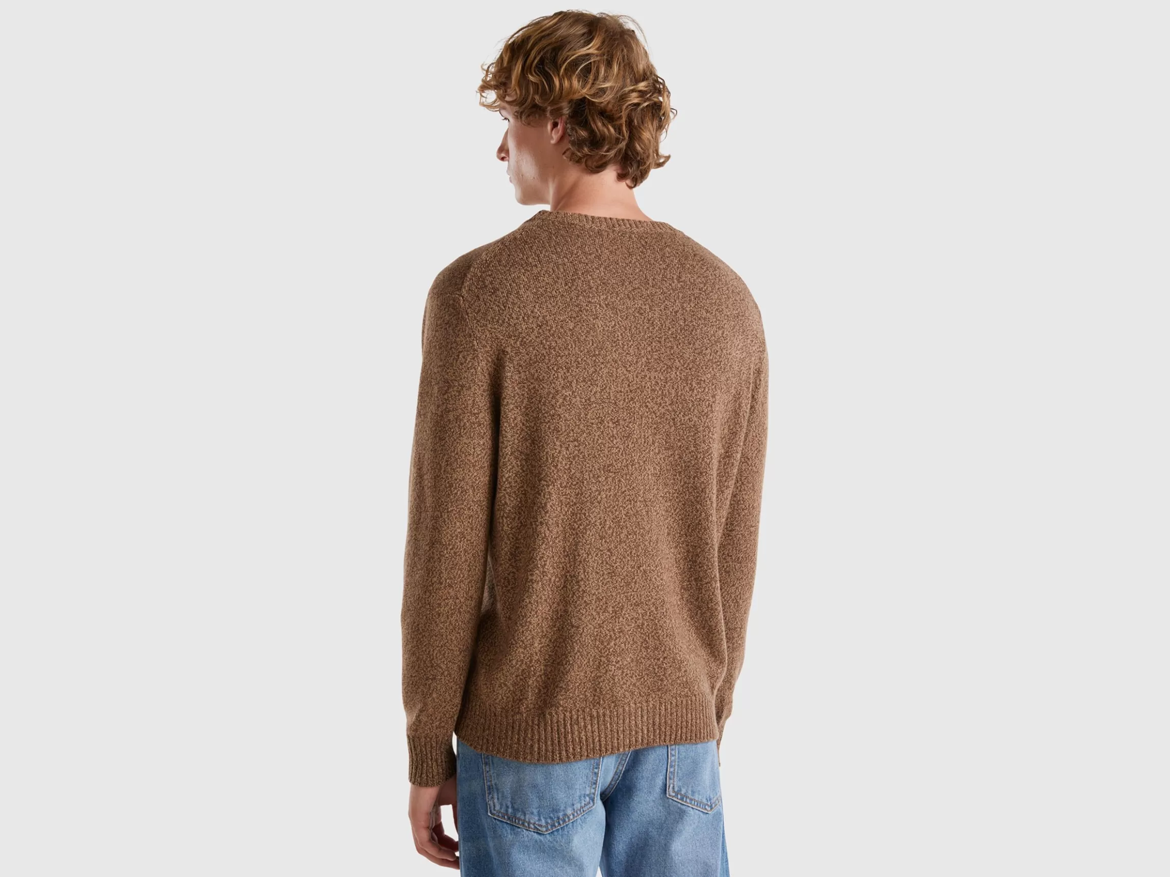 United Colors of Benetton Crew neck sweater in cashmere and wool blend