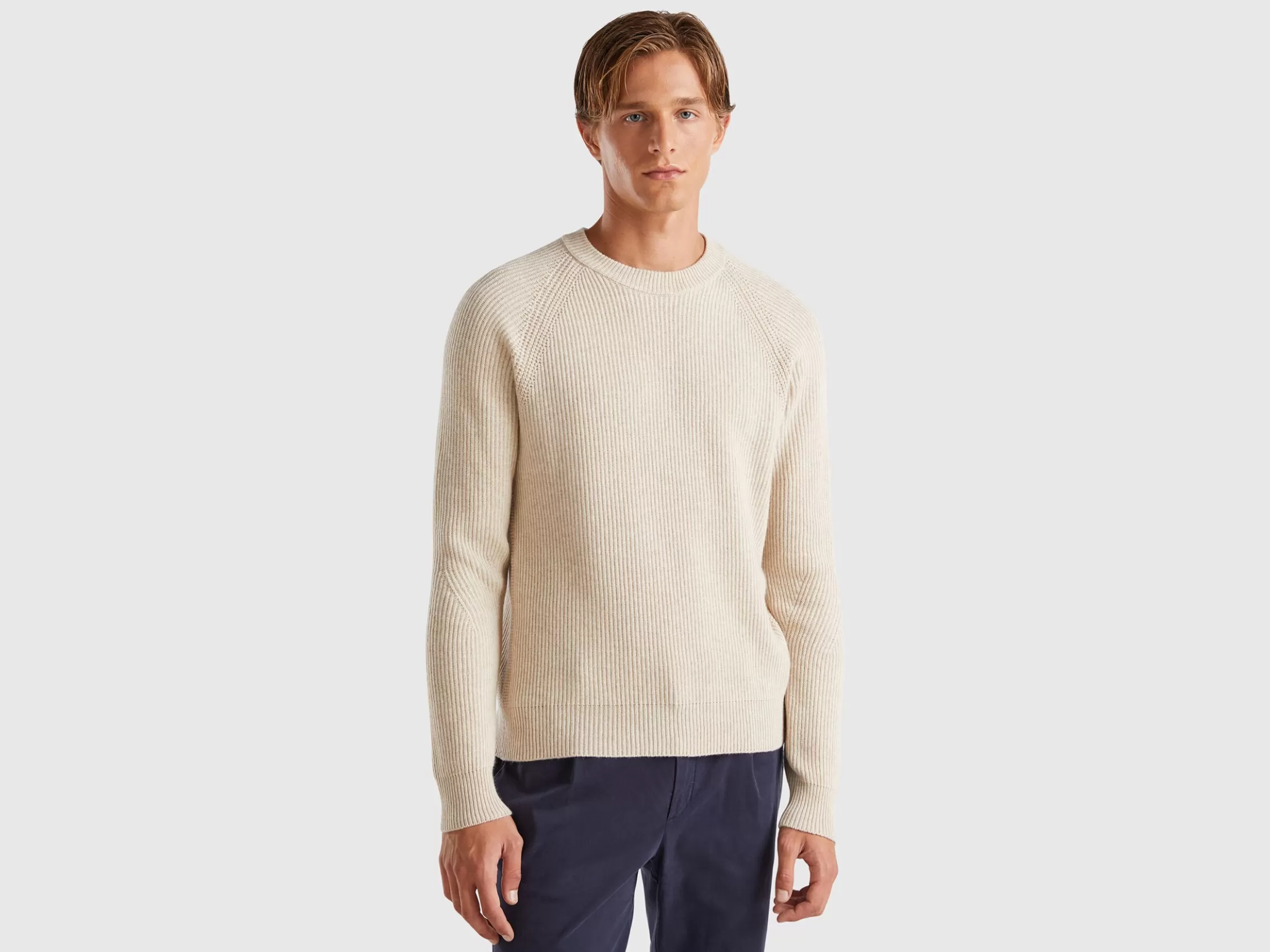 United Colors of Benetton Crew neck sweater in cashmere blend