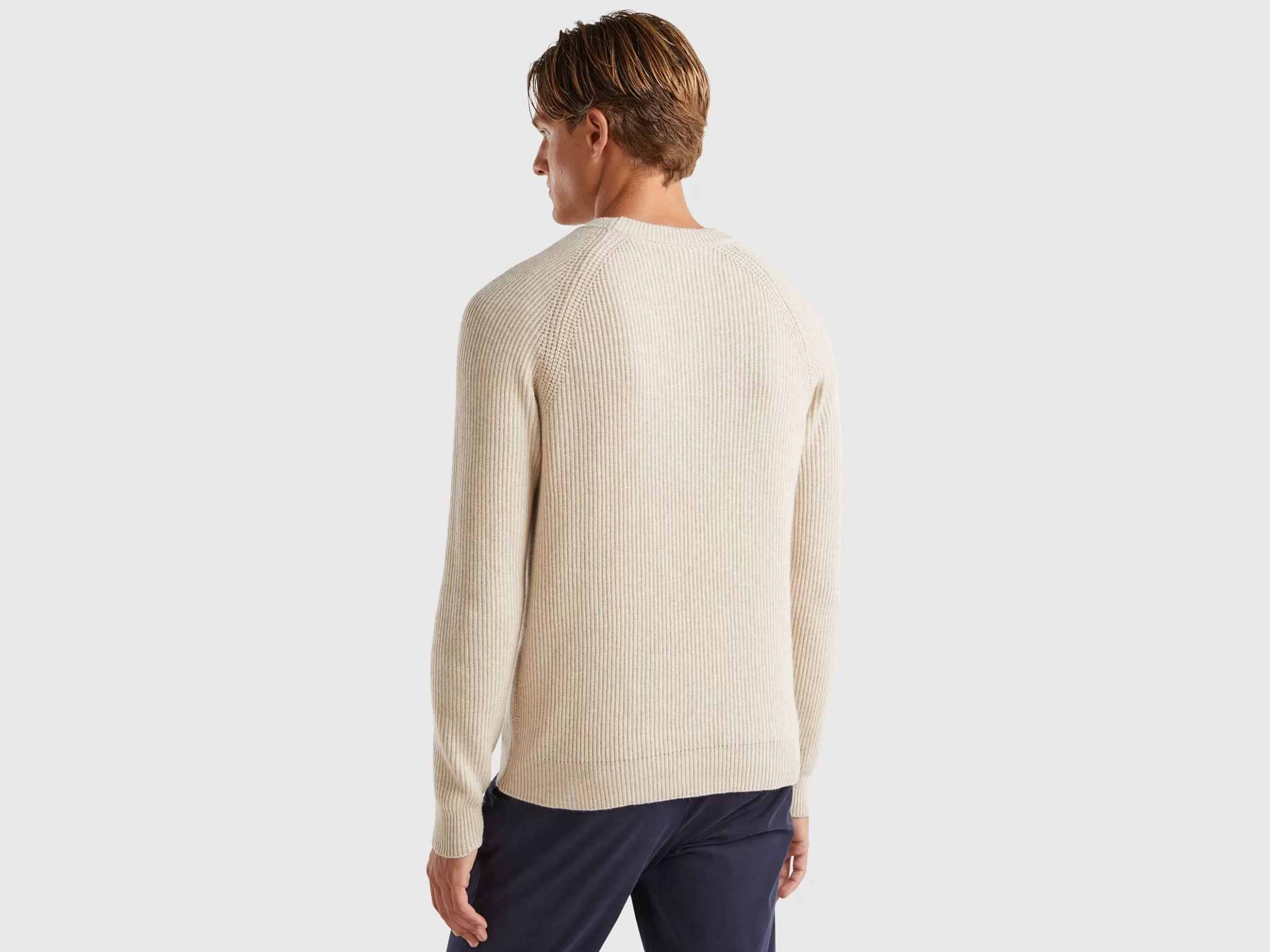 United Colors of Benetton Crew neck sweater in cashmere blend