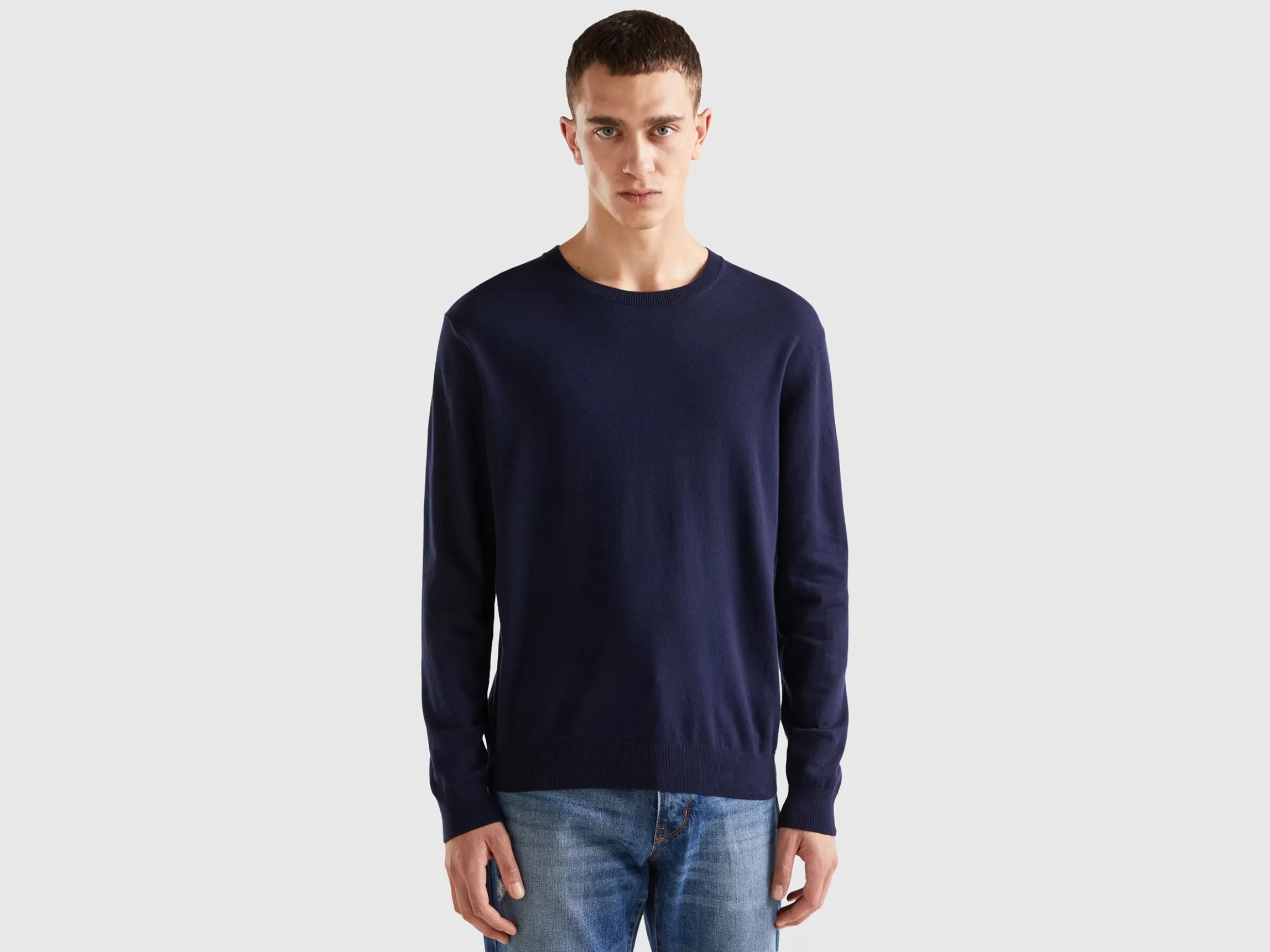 United Colors of Benetton Crew neck sweater in lightweight cotton blend