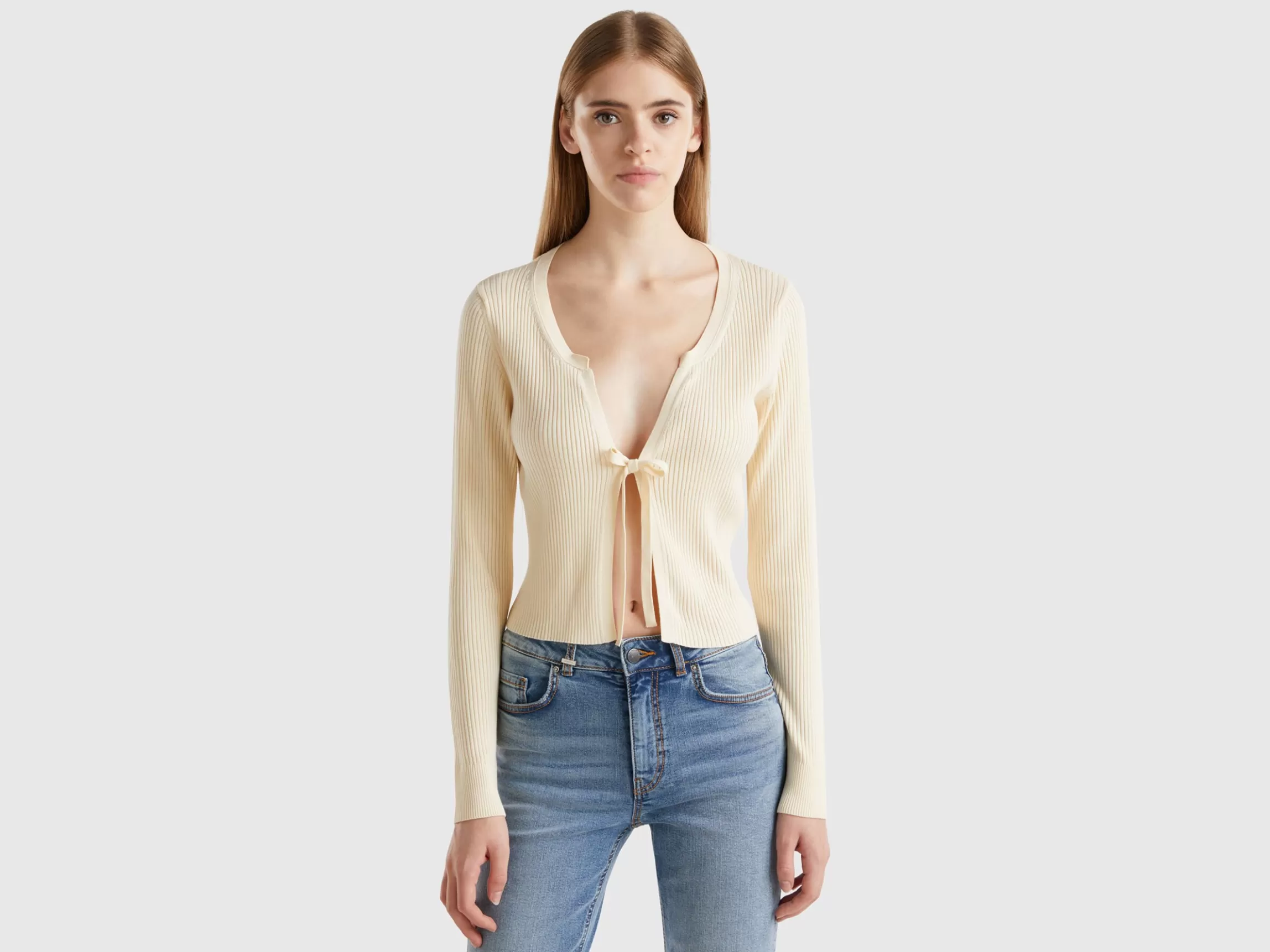 United Colors of Benetton Cropped cardigan with laces