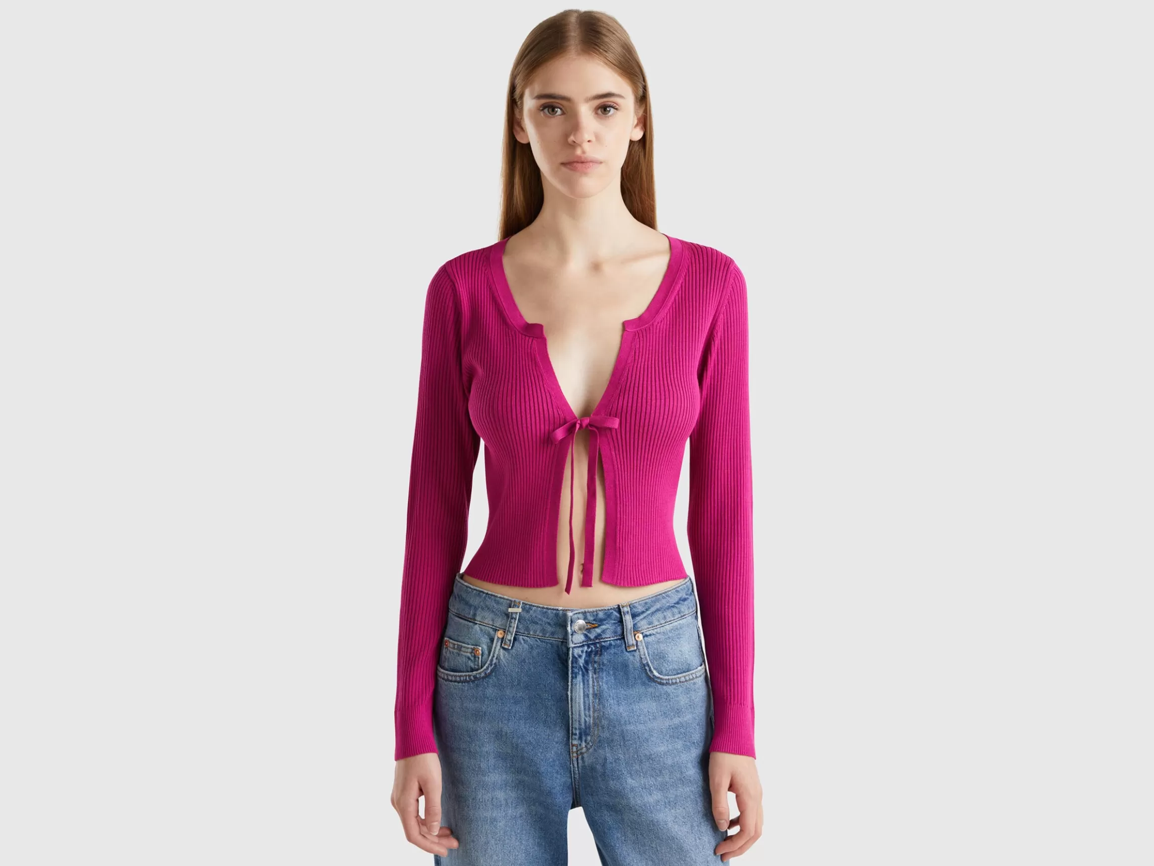 United Colors of Benetton Cropped cardigan with laces