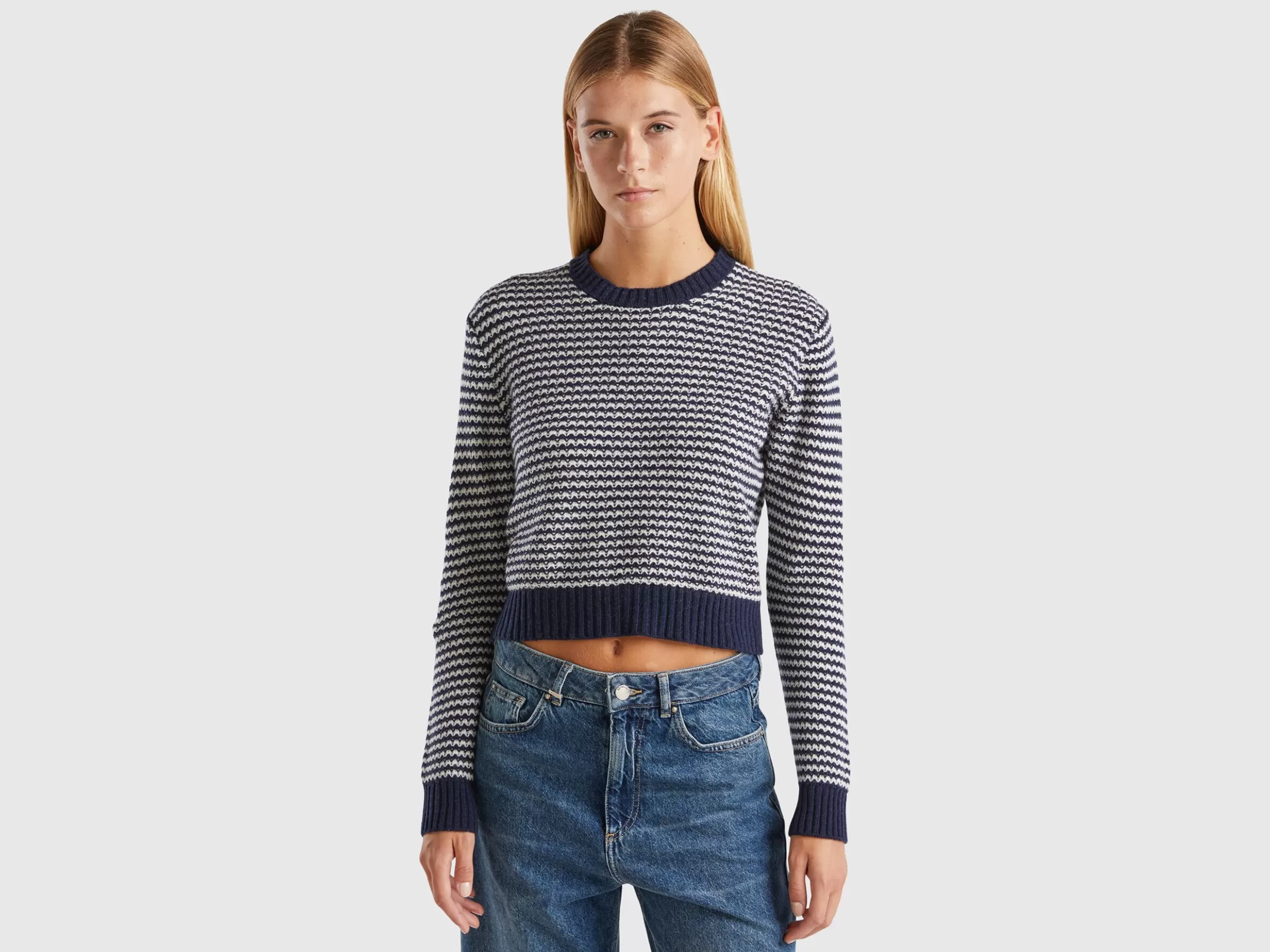 United Colors of Benetton Cropped patterned sweater