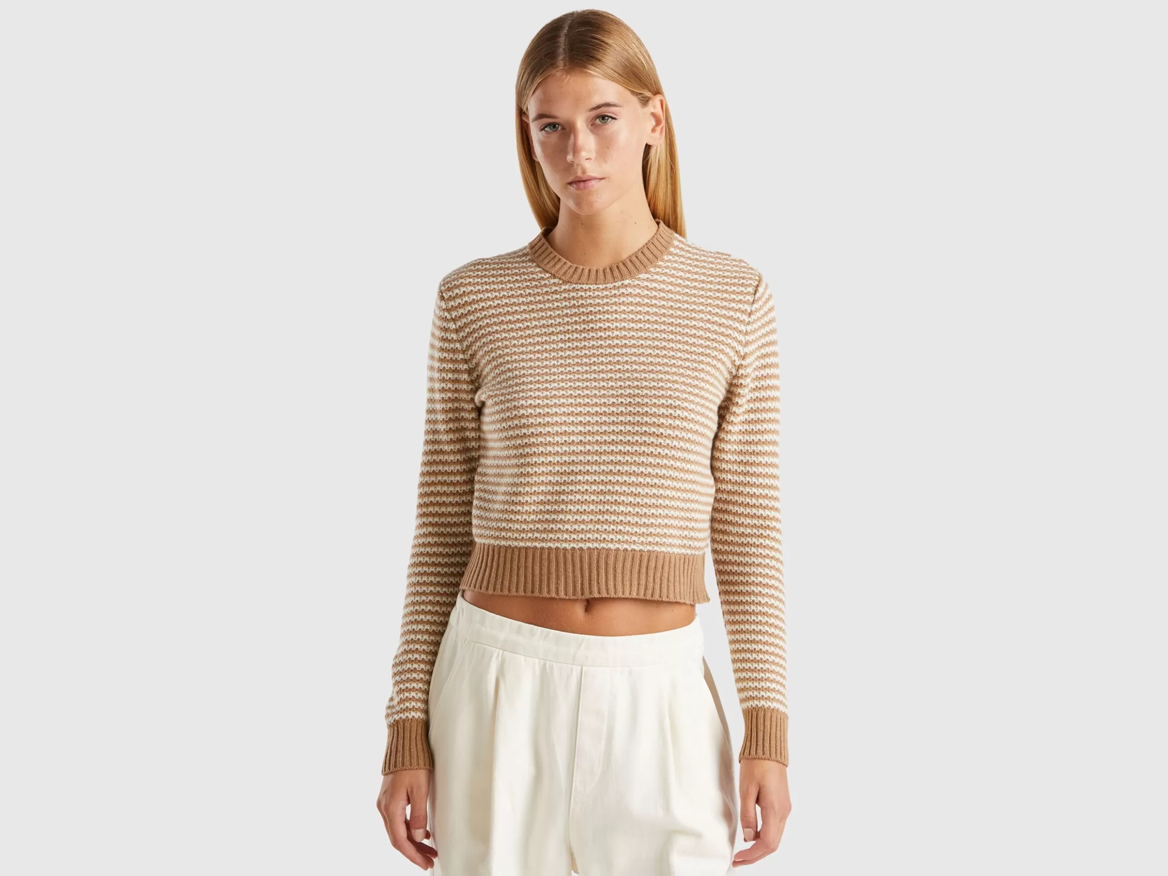 United Colors of Benetton Cropped patterned sweater