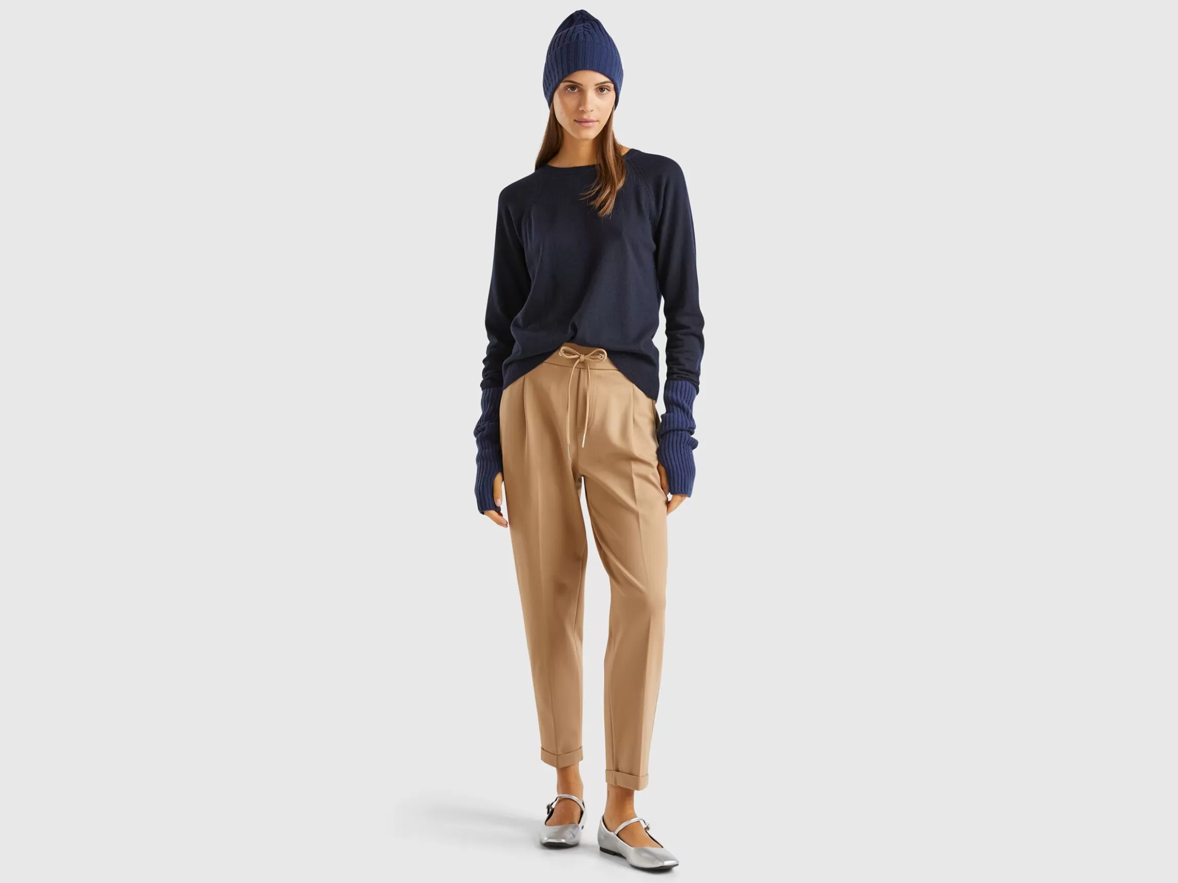 United Colors of Benetton crew neck sweater in cashmere and wool blend