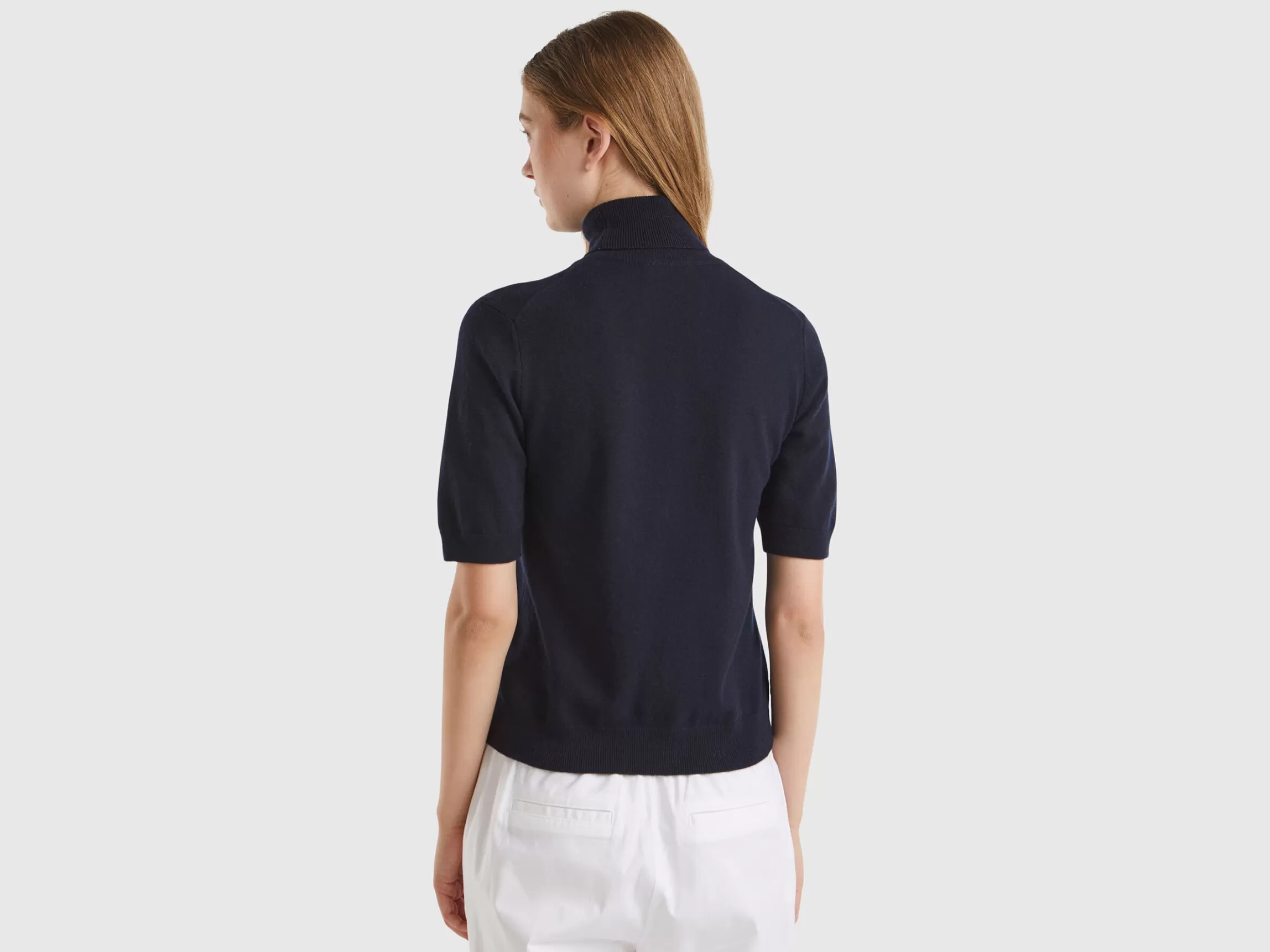 United Colors of Benetton short sleeve turtleneck in cashmere blend