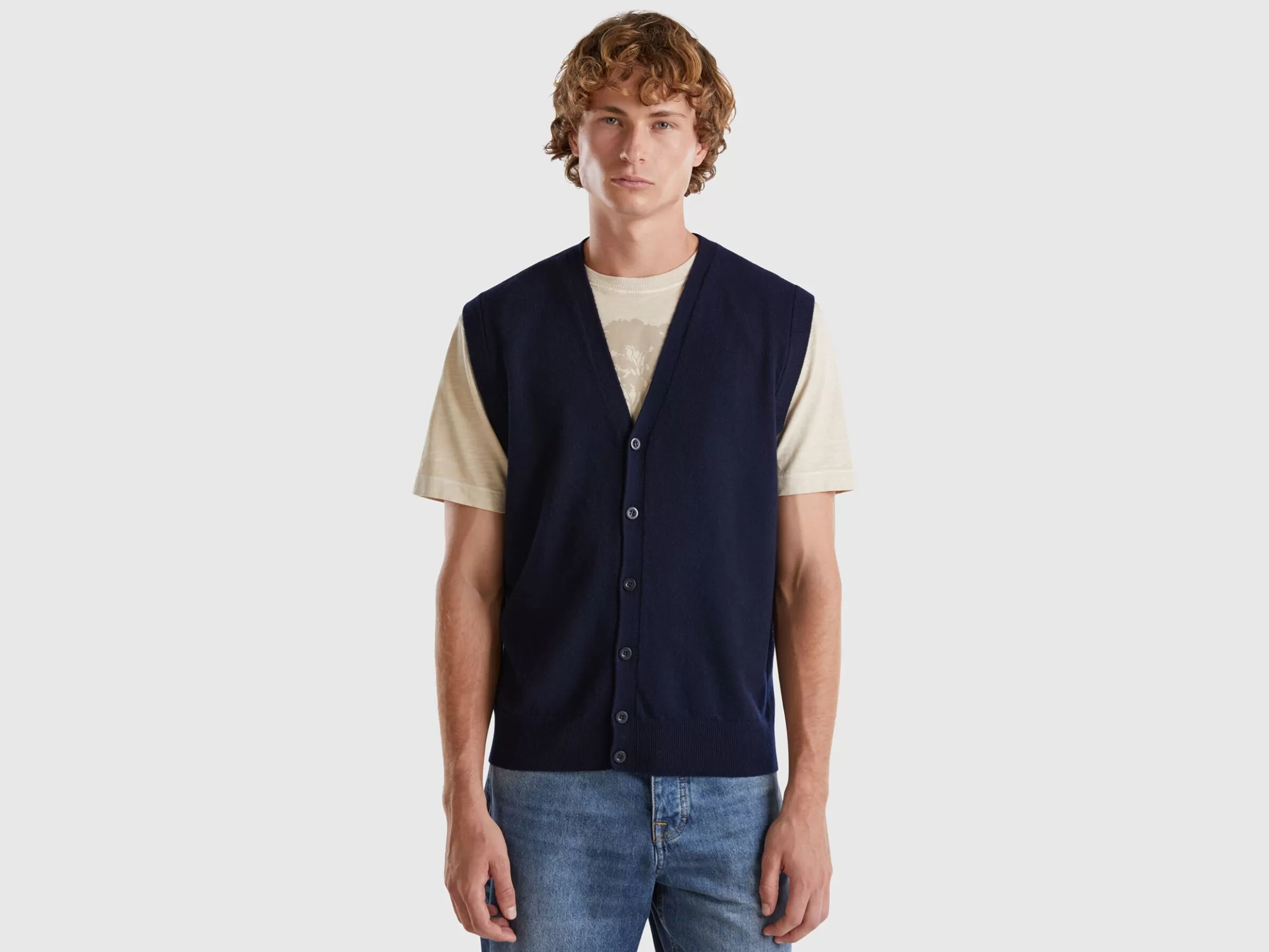 United Colors of Benetton vest in pure Merino wool