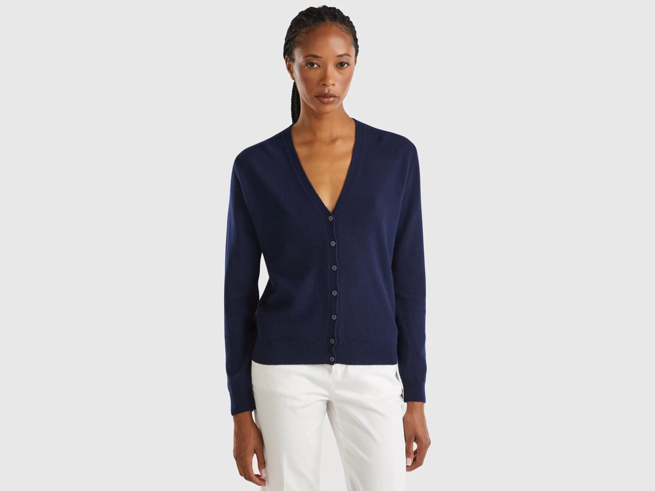 United Colors of Benetton V-neck cardigan in pure Merino wool