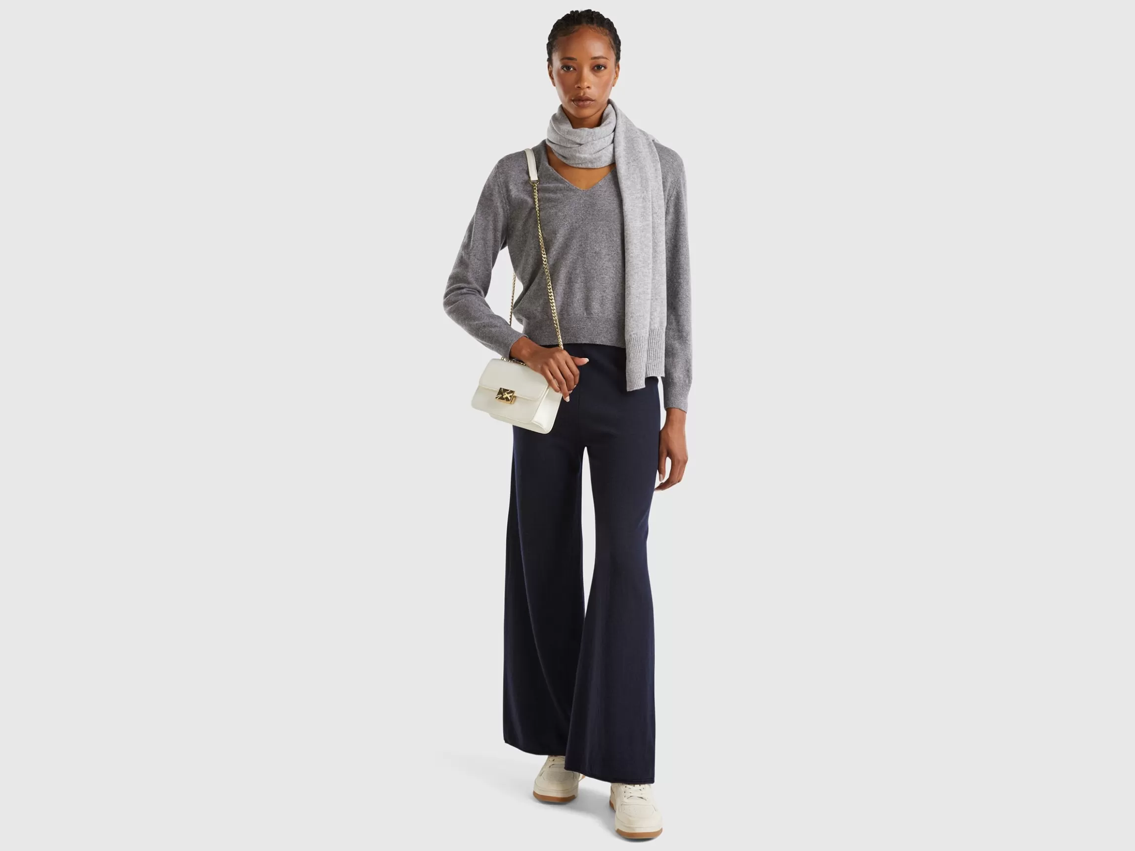 United Colors of Benetton wide leg trousers in cashmere and wool blend