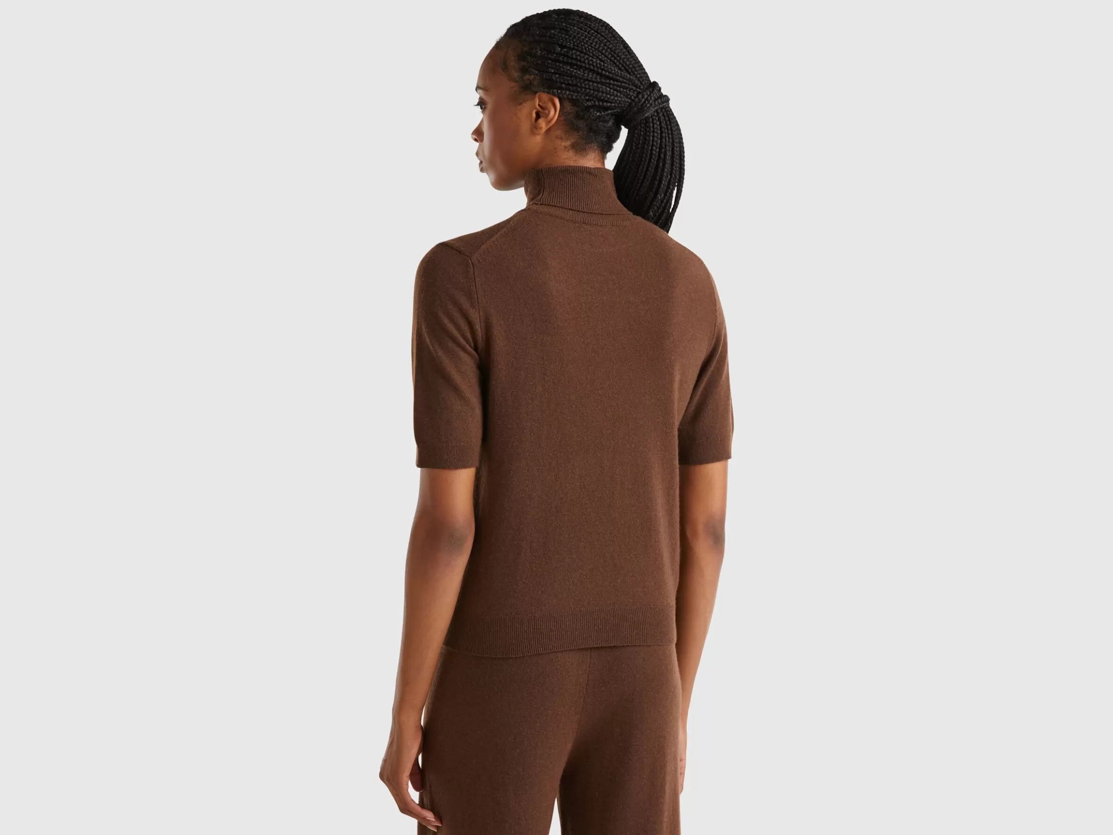 United Colors of Benetton short sleeve turtleneck in cashmere blend