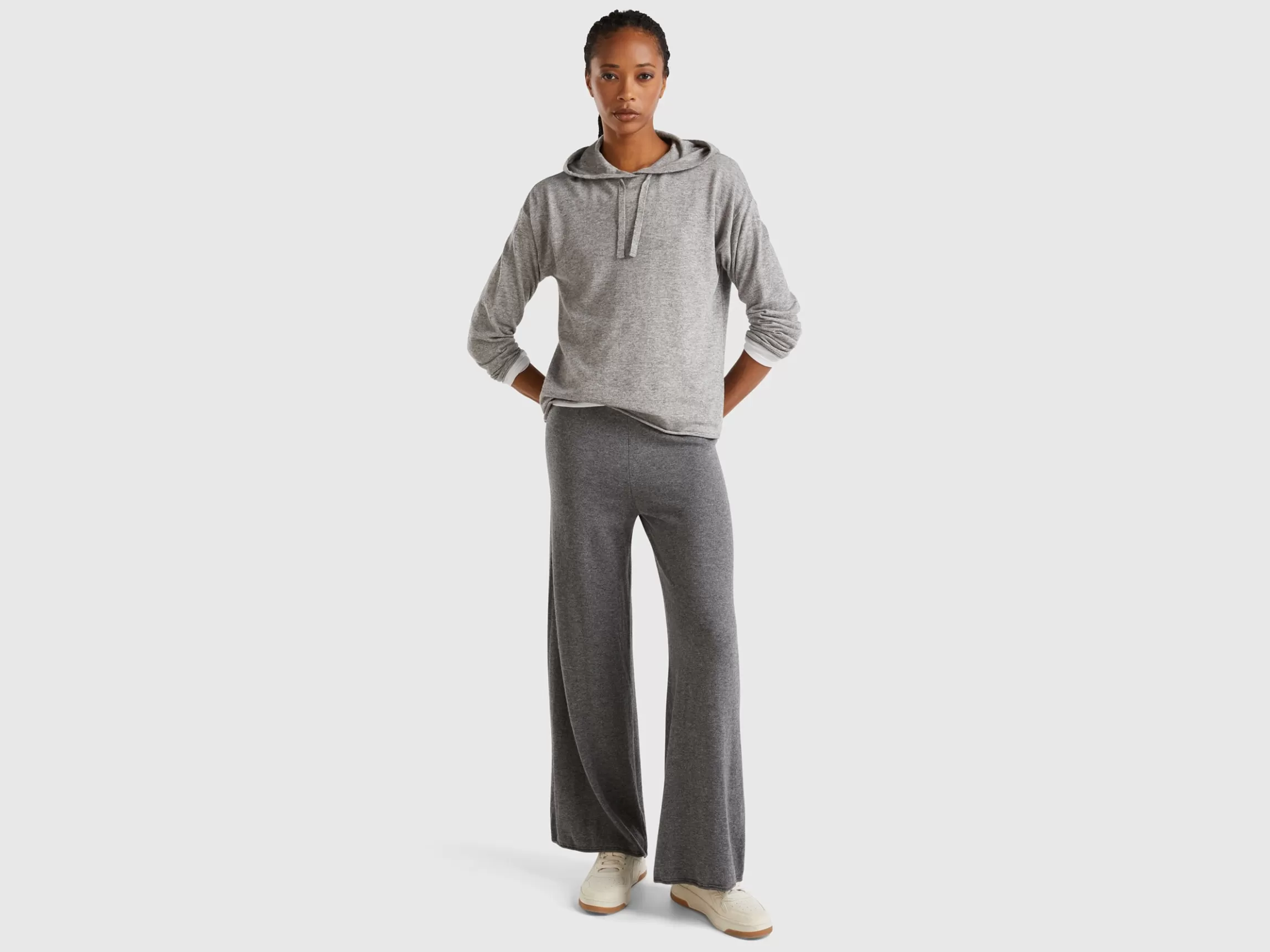 United Colors of Benetton wide leg trousers in wool and cashmere blend