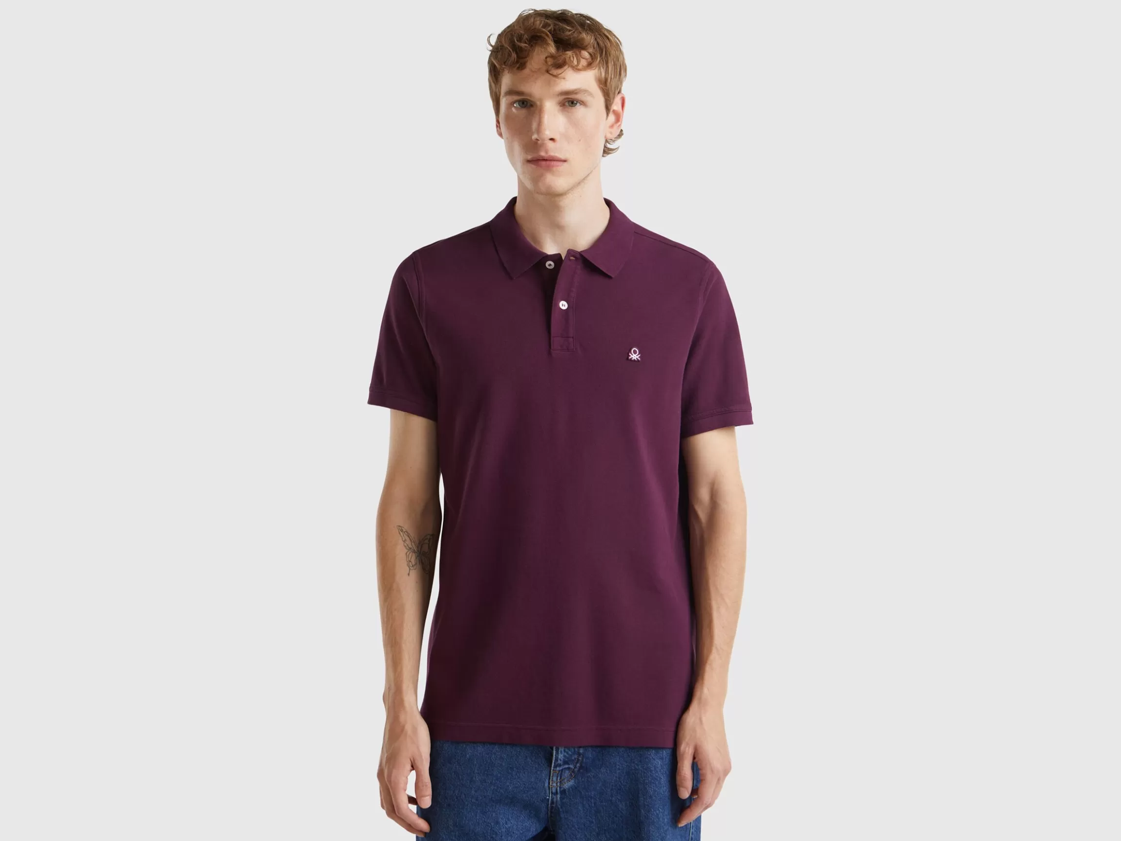 United Colors of Benetton Dark purple regular fit polo