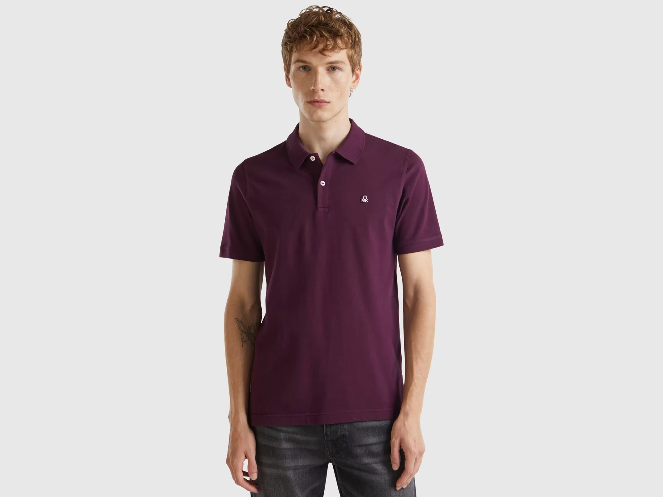 United Colors of Benetton Dark purple slim fit polo