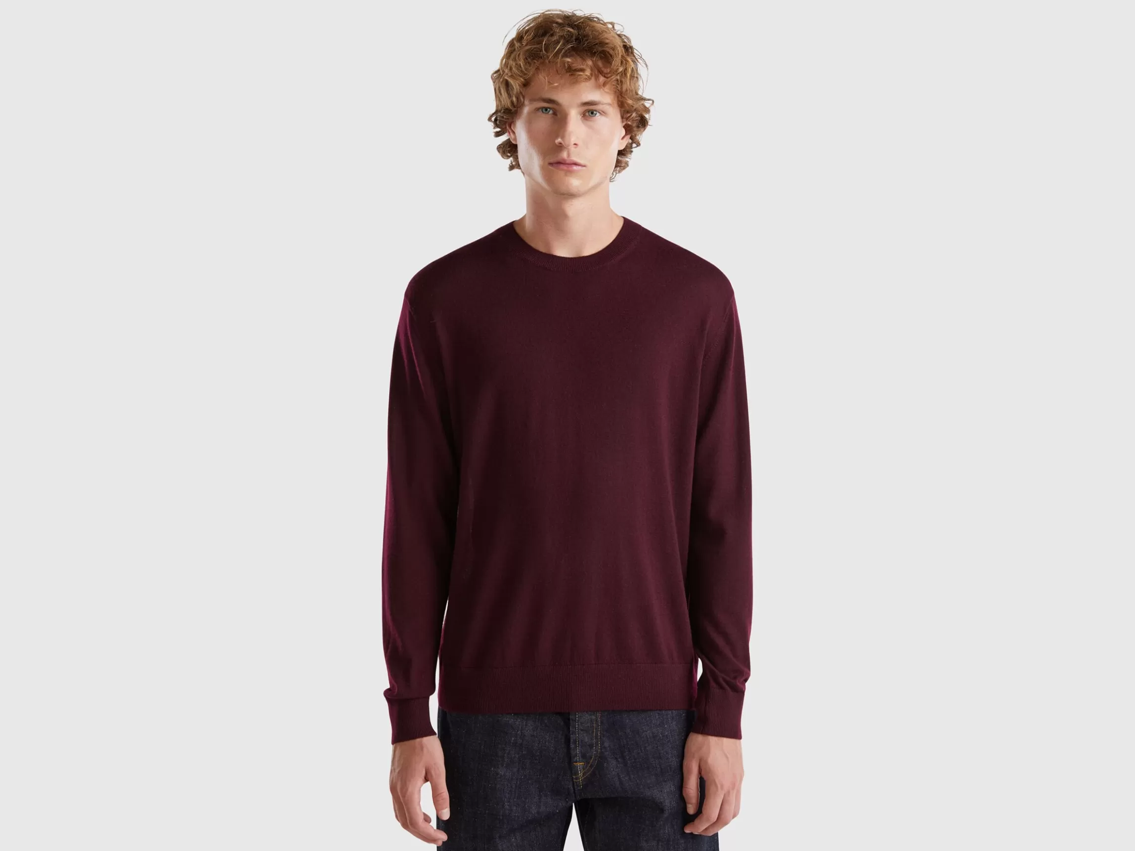 United Colors of Benetton Dark purple sweater in pure Merino wool