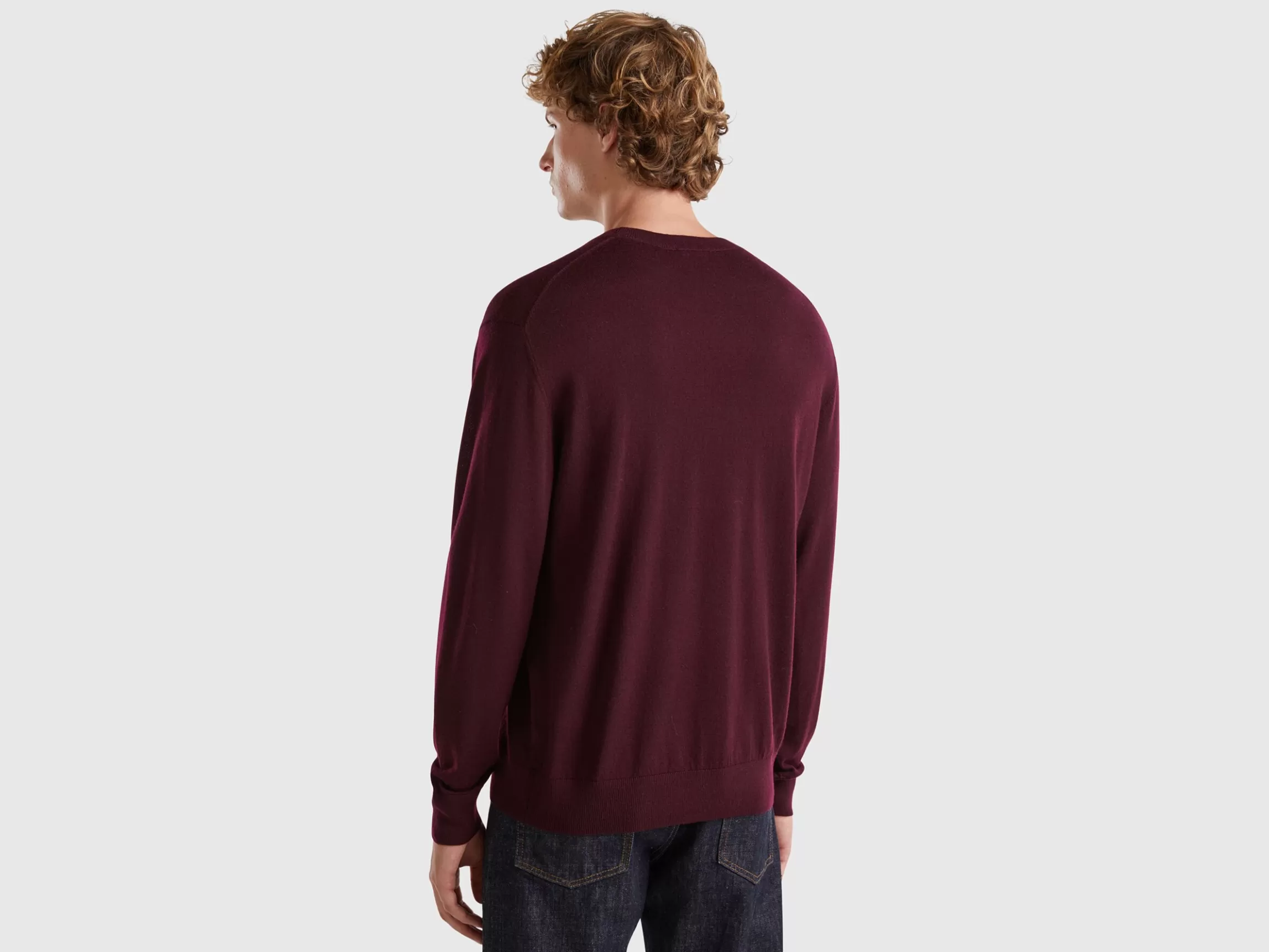 United Colors of Benetton Dark purple sweater in pure Merino wool