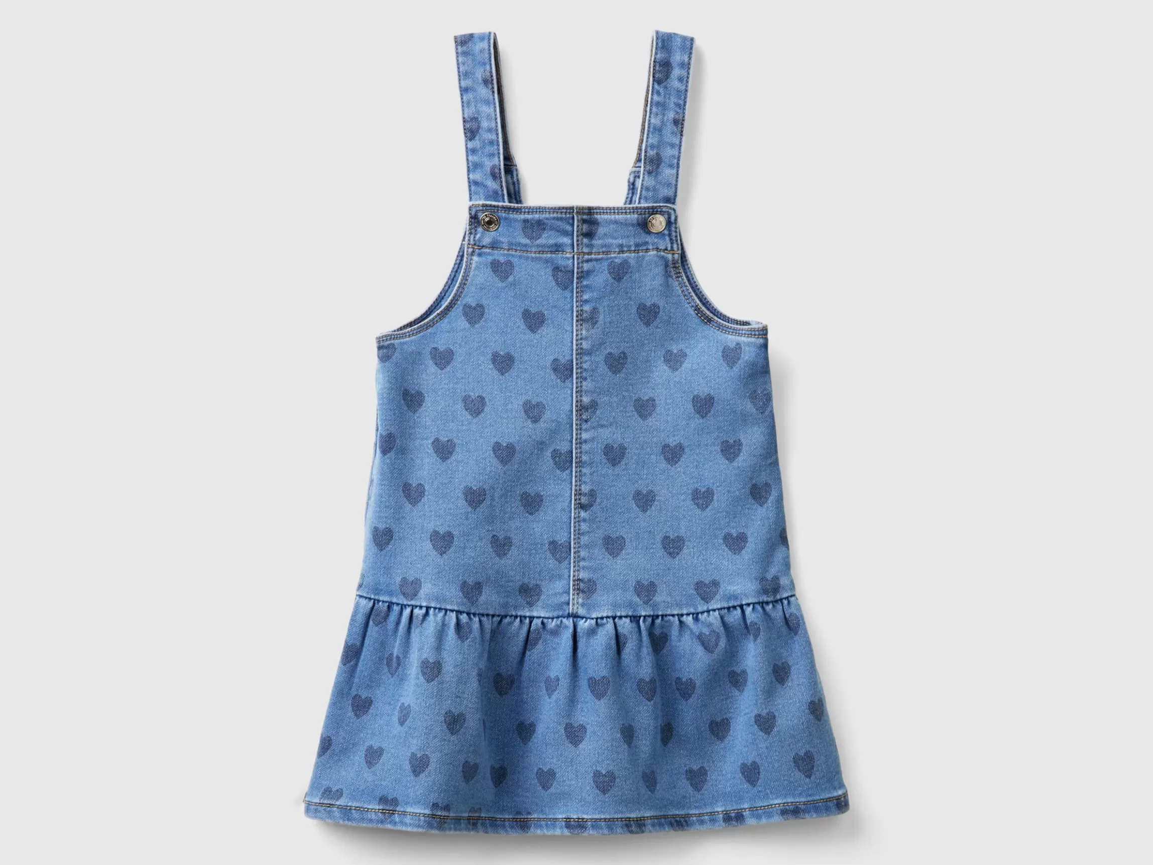 United Colors of Benetton Denim dungaree skirt with hearts