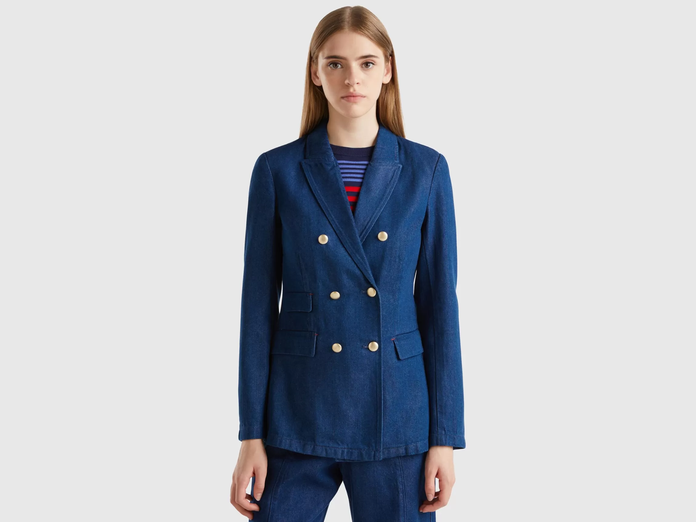 United Colors of Benetton Double-breasted denim blazer