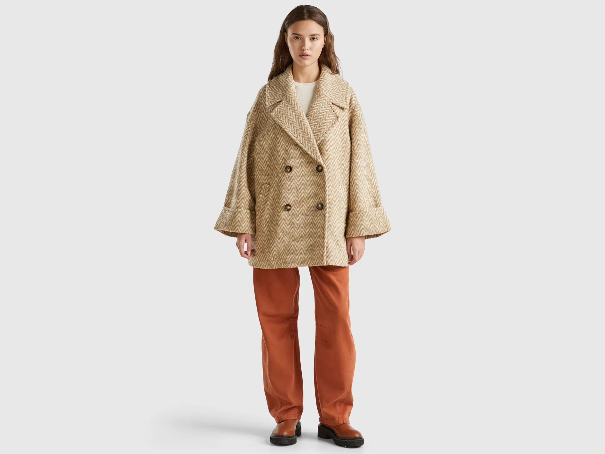 United Colors of Benetton Double-breasted oversized coat