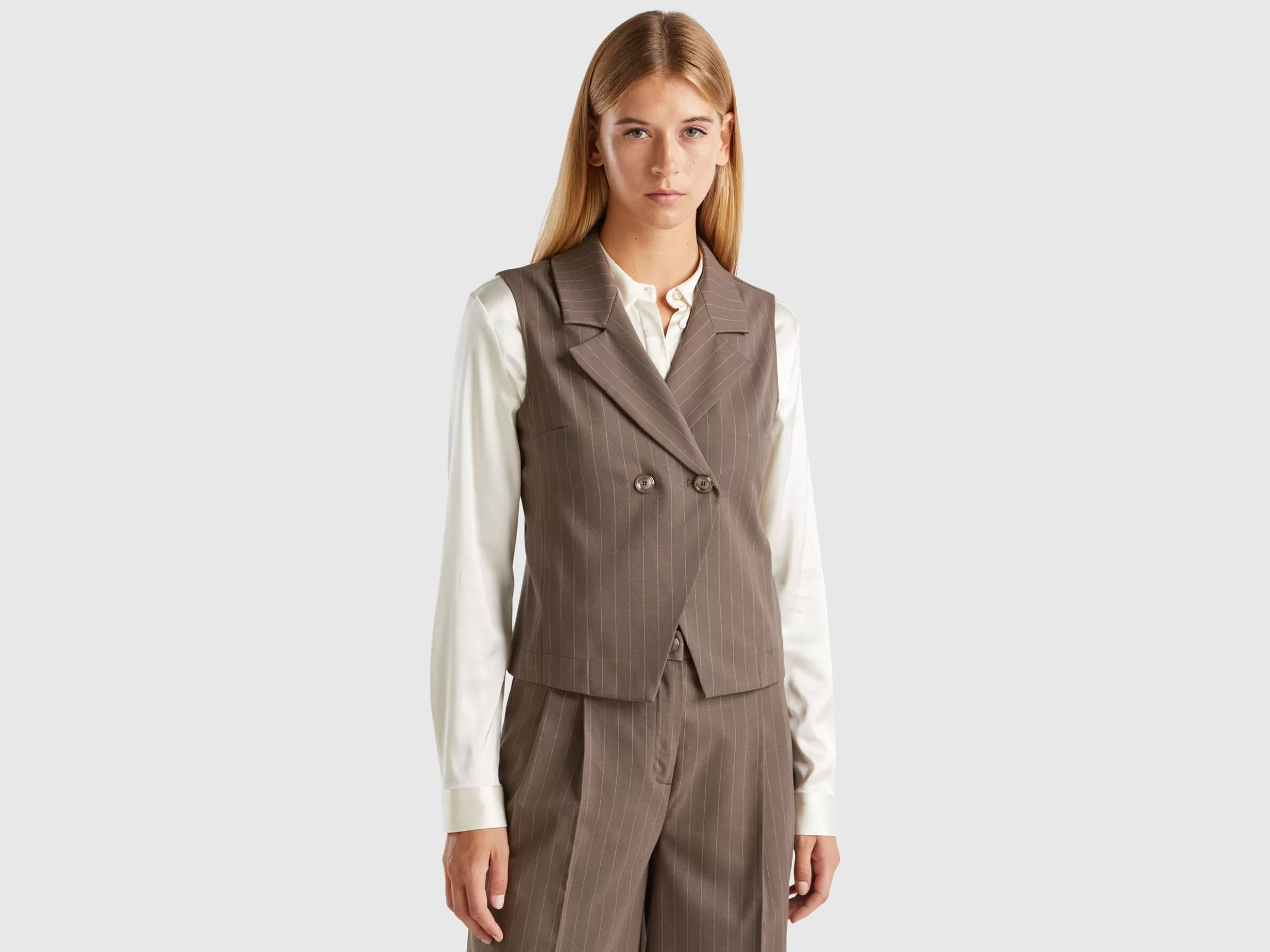 United Colors of Benetton Double-breasted pinstripe vest