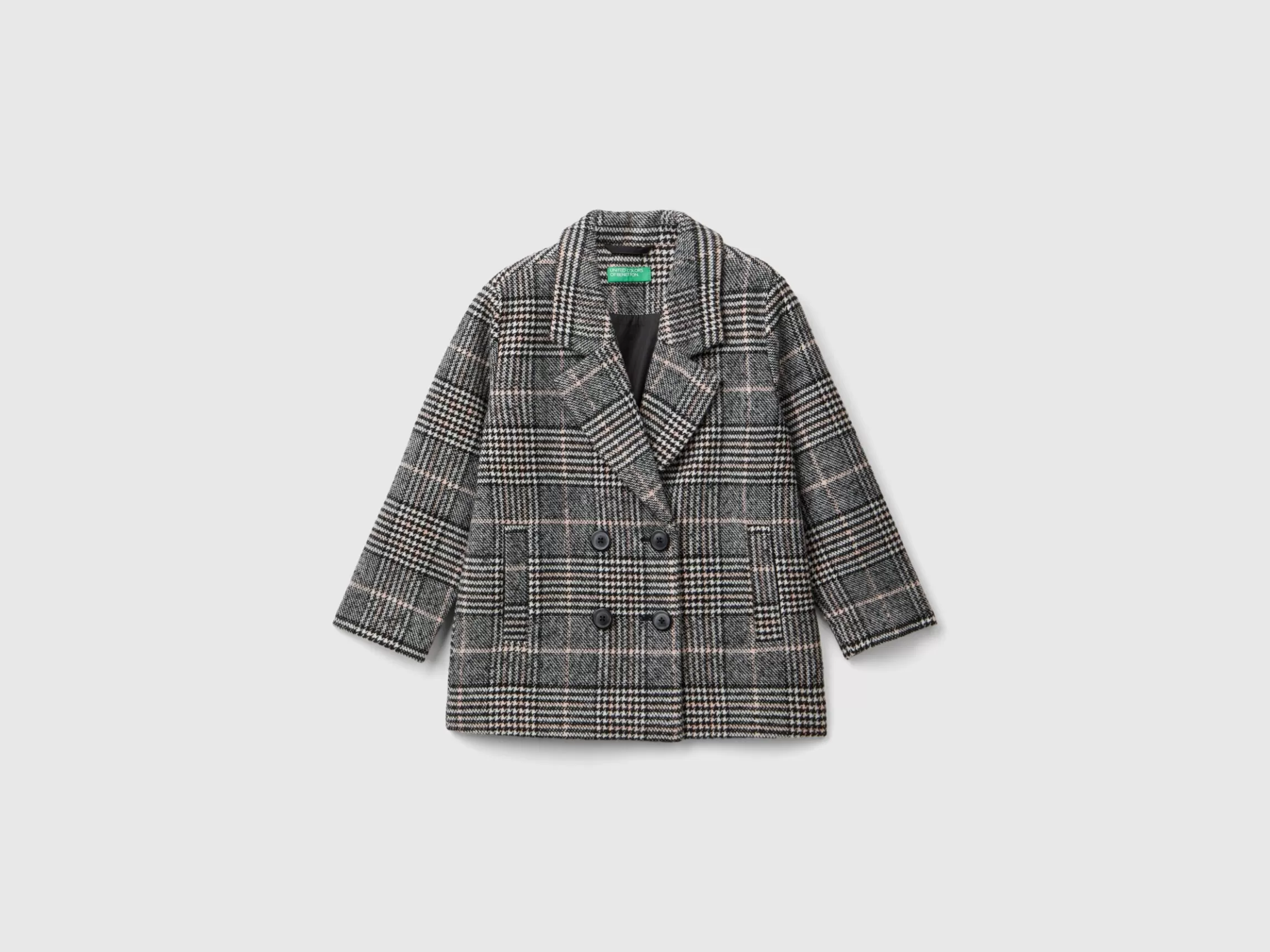 United Colors of Benetton Double-breasted Prince of Wales coat