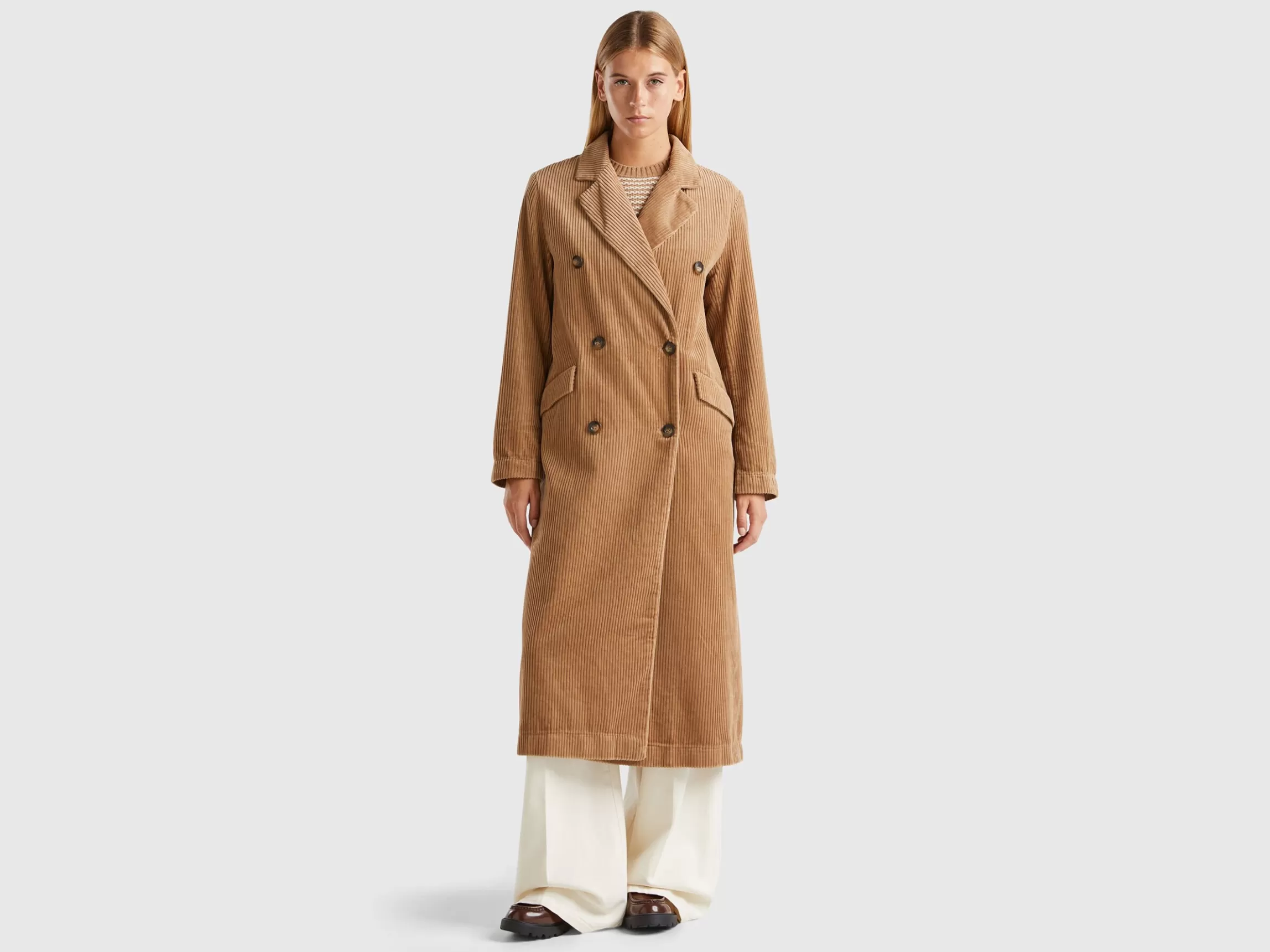 United Colors of Benetton Double-breasted velvet trench coat