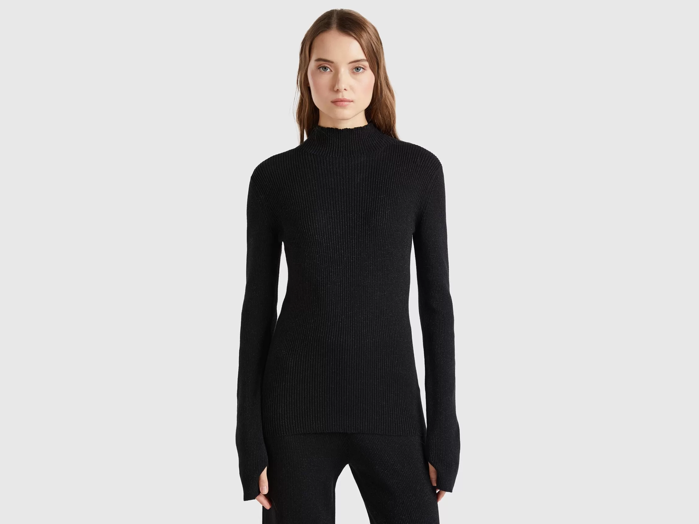 United Colors of Benetton Fitted turtleneck sweater with lurex