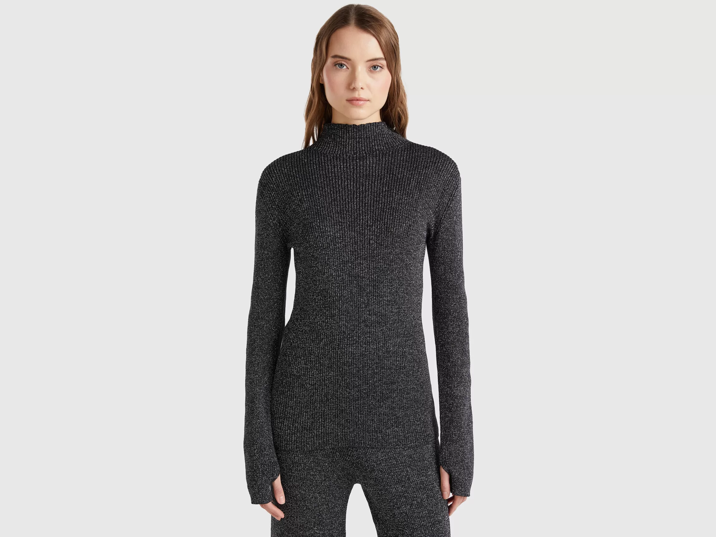 United Colors of Benetton Fitted turtleneck sweater with lurex