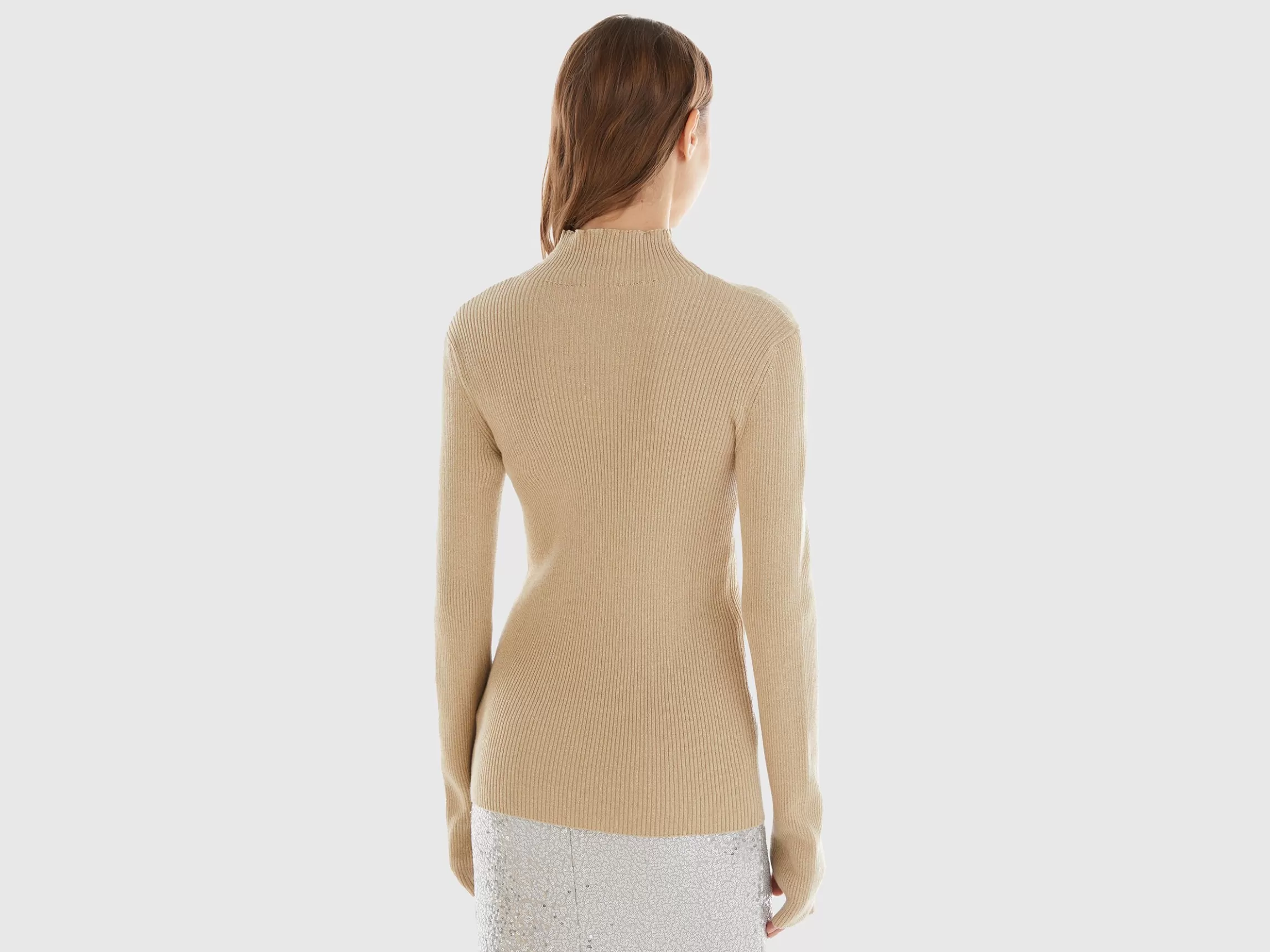 United Colors of Benetton Fitted turtleneck sweater with lurex