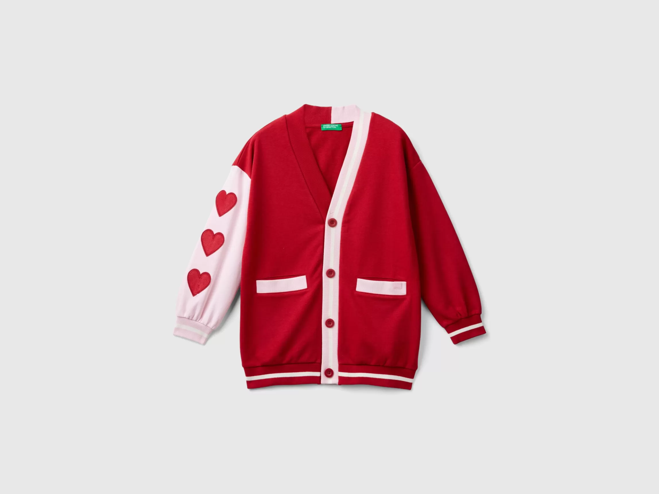 United Colors of Benetton Fleece cardigan with heart patch