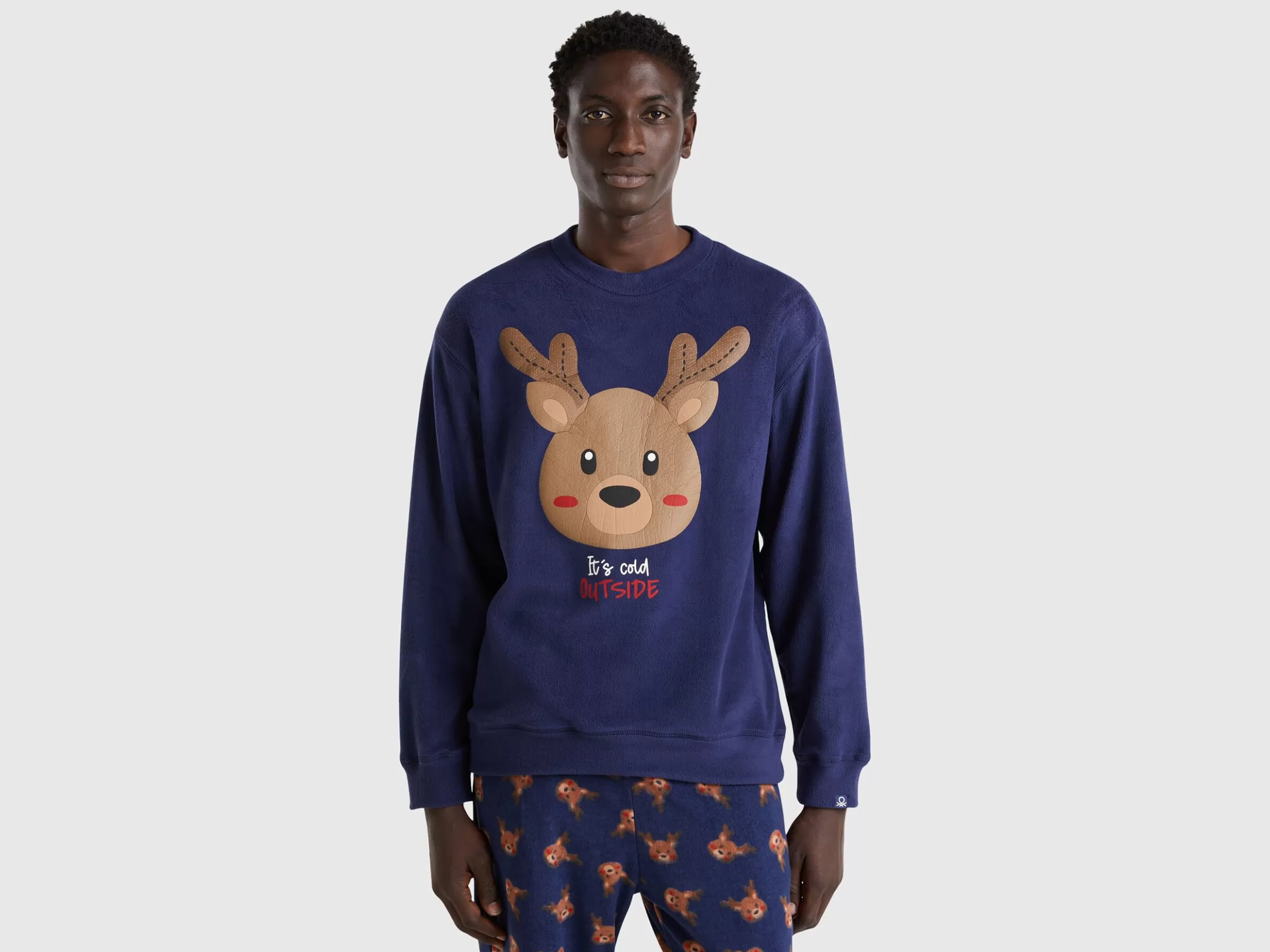 United Colors of Benetton Fleece sweater with reindeer print