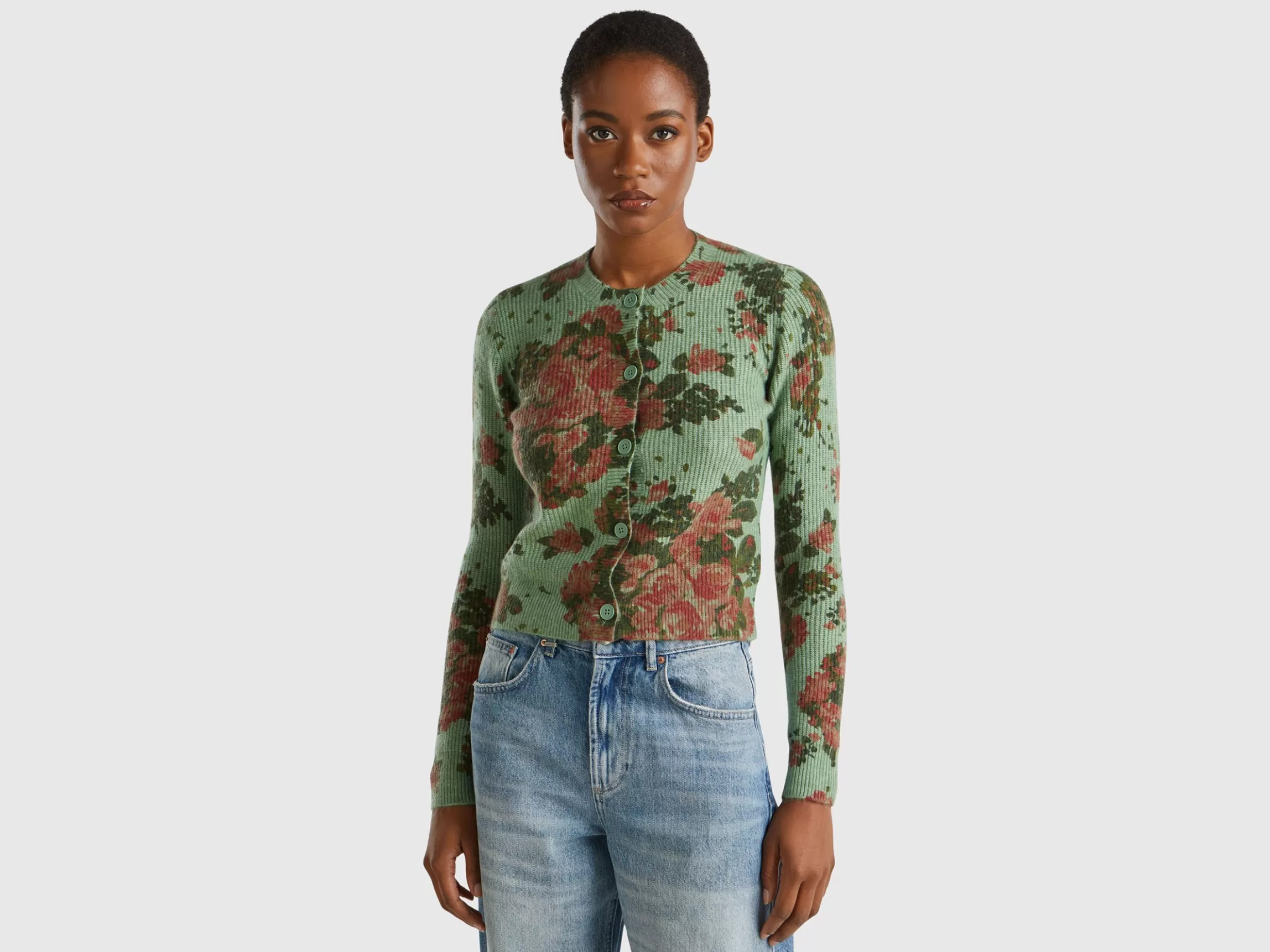 United Colors of Benetton Floral cardigan in recycled yarn