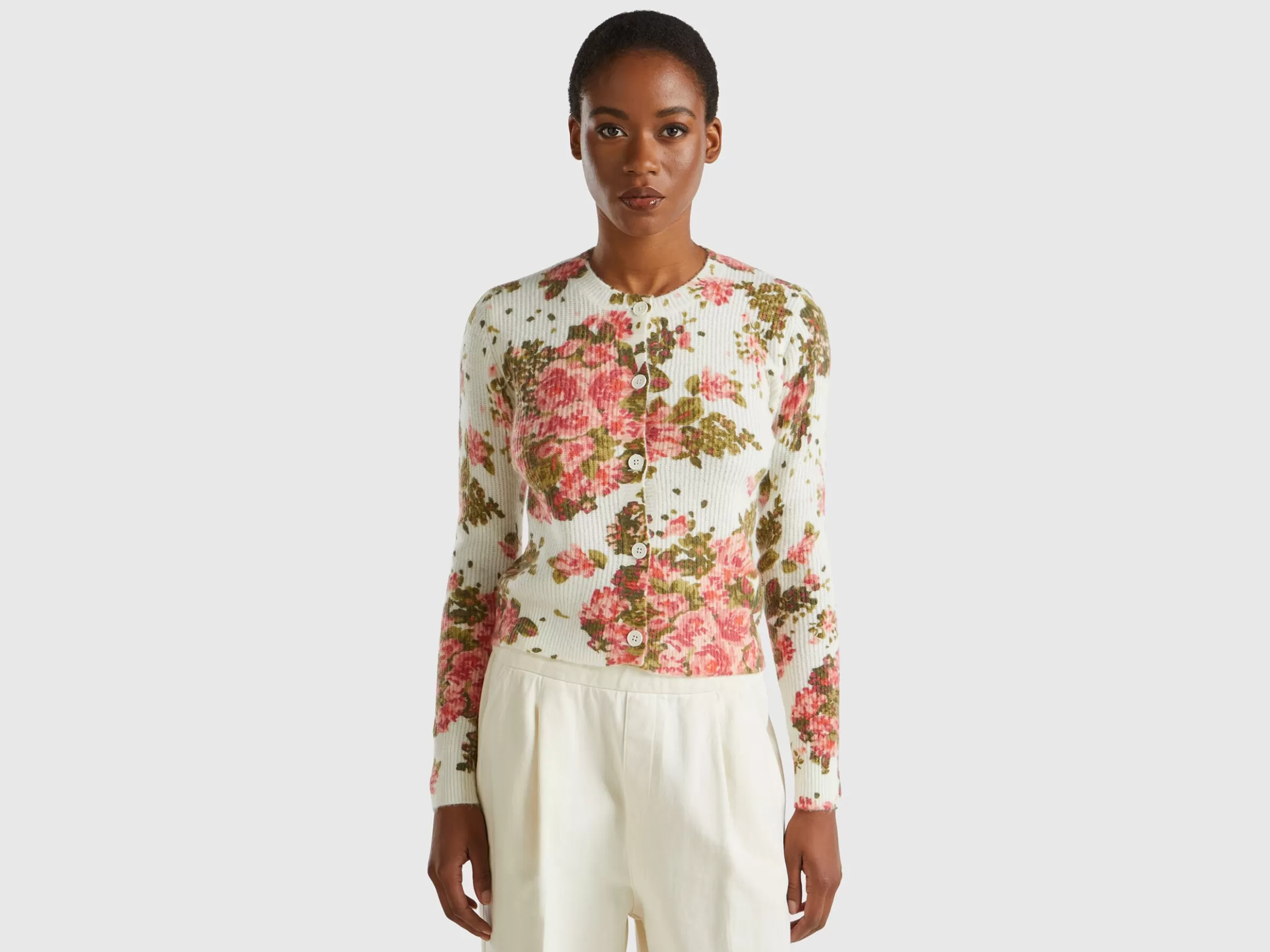 United Colors of Benetton Floral cardigan in recycled yarn