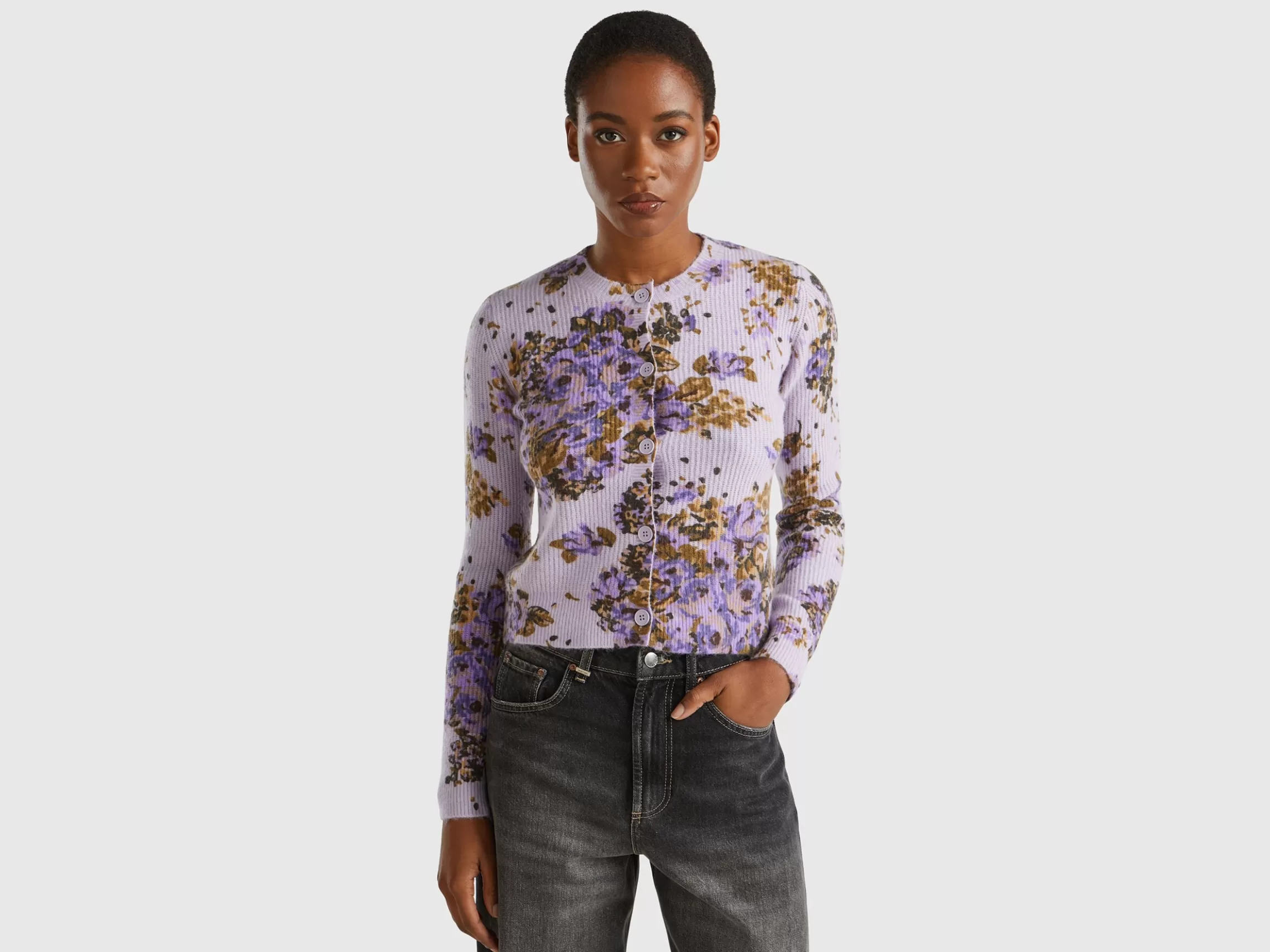 United Colors of Benetton Floral cardigan in recycled yarn