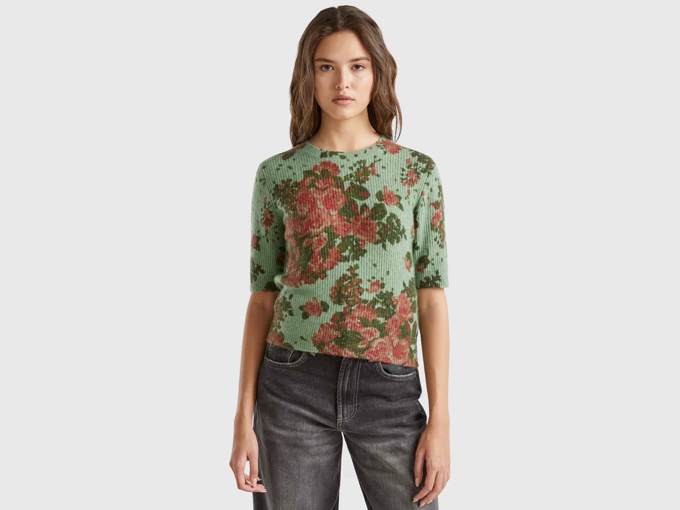 United Colors of Benetton Floral sweater in recycled yarn