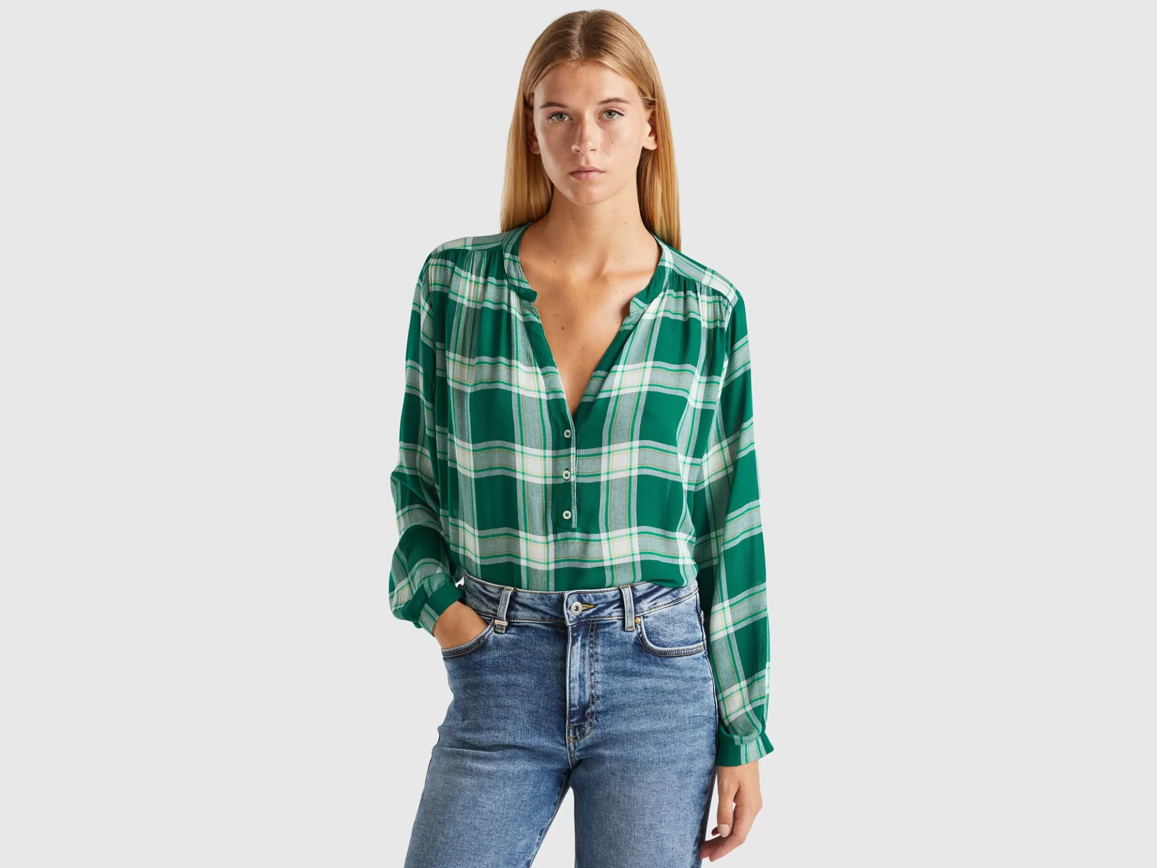 United Colors of Benetton Flowy check shirt