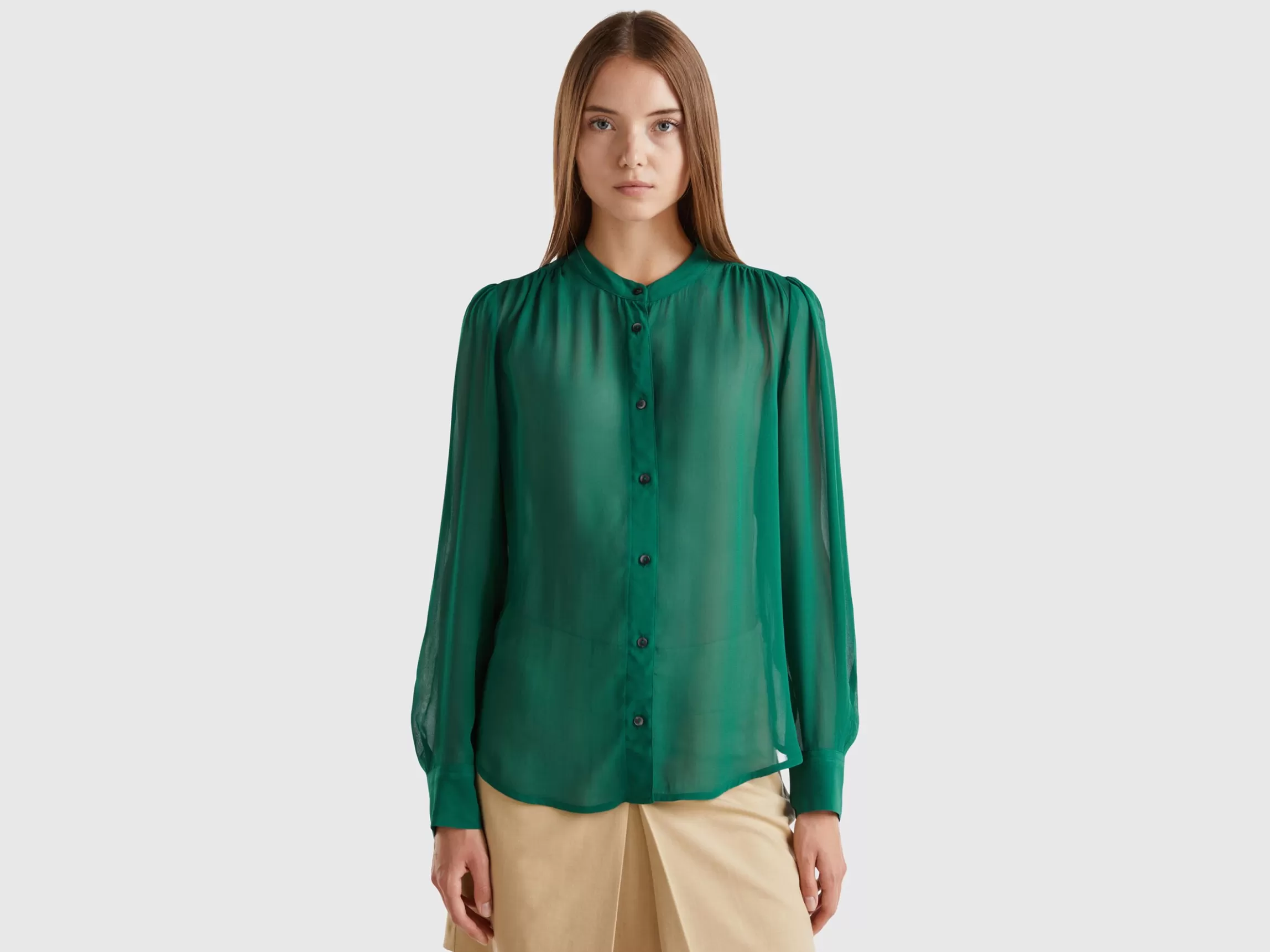 United Colors of Benetton Flowy Mandarin collar shirt