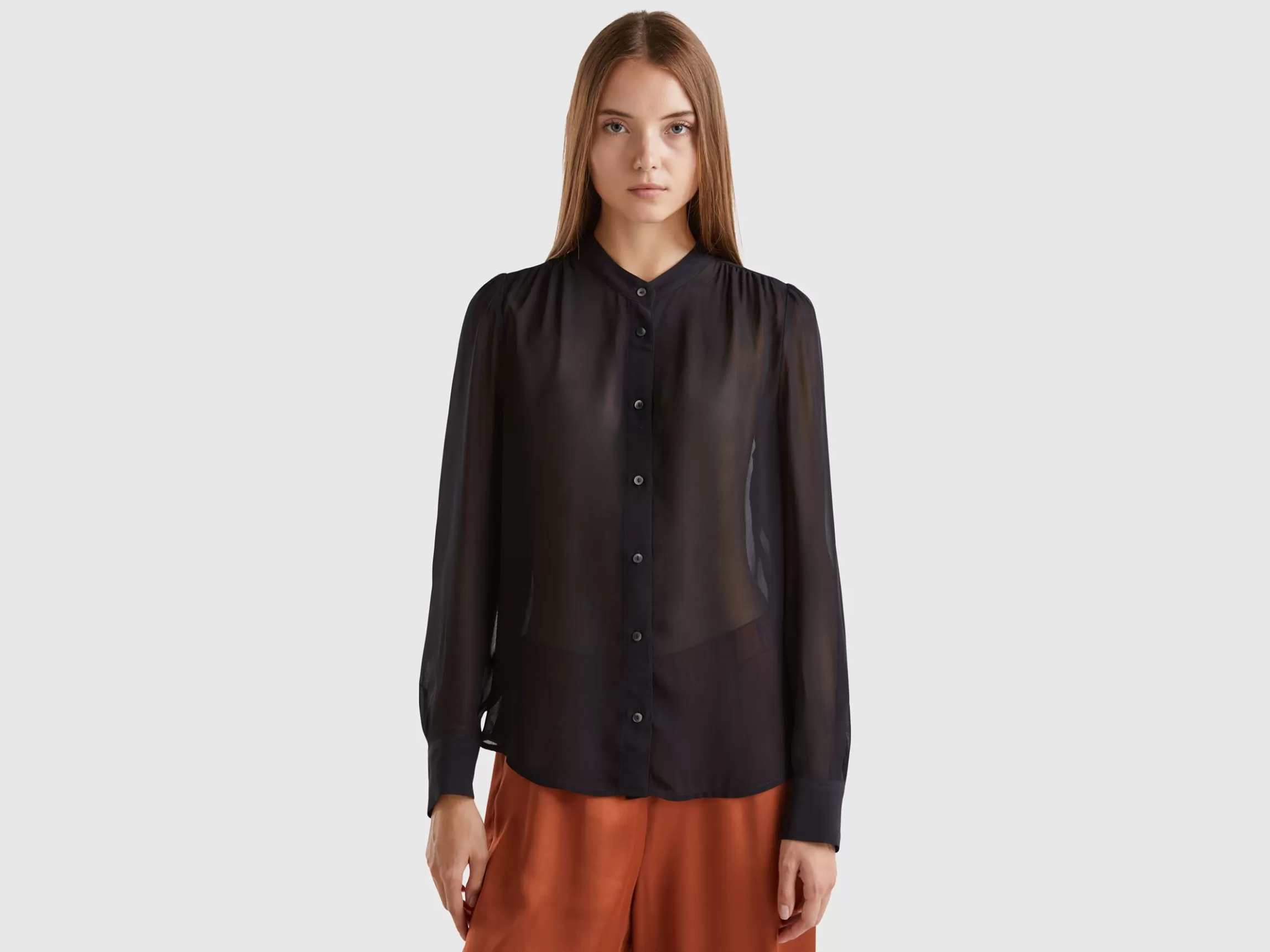 United Colors of Benetton Flowy Mandarin collar shirt