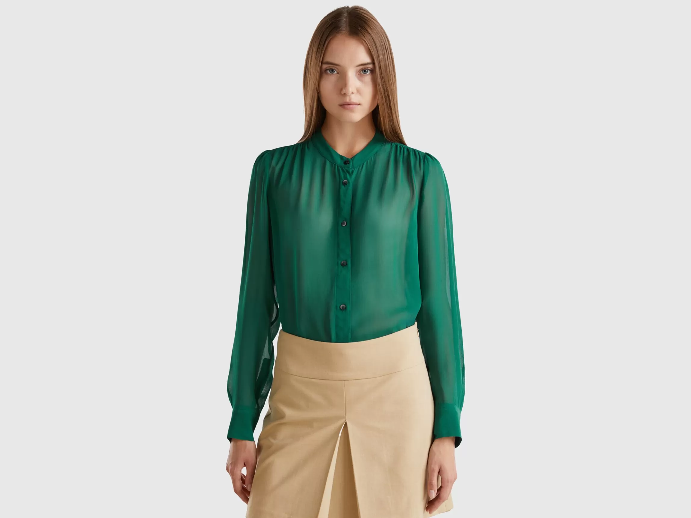 United Colors of Benetton Flowy Mandarin collar shirt