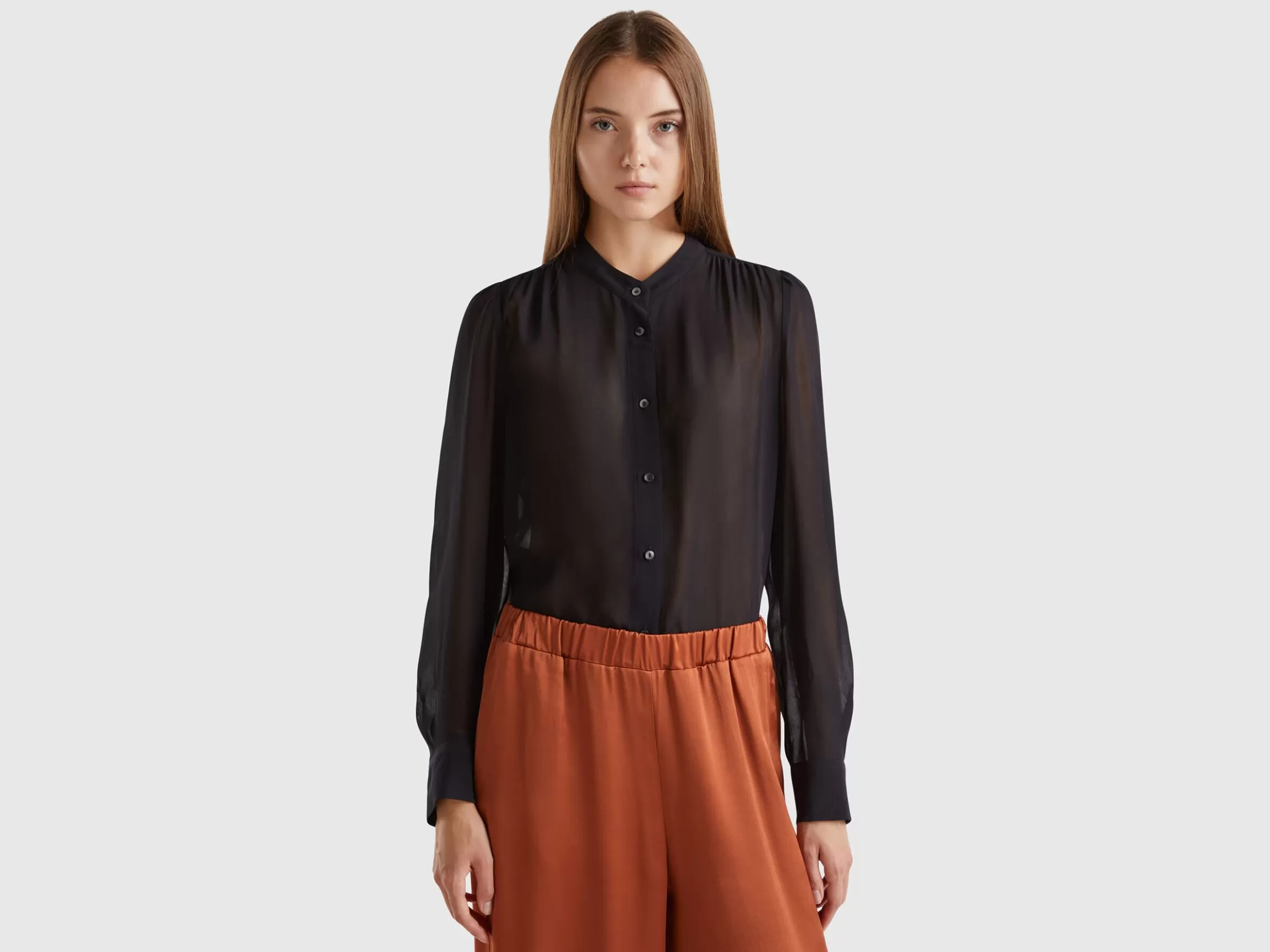 United Colors of Benetton Flowy Mandarin collar shirt