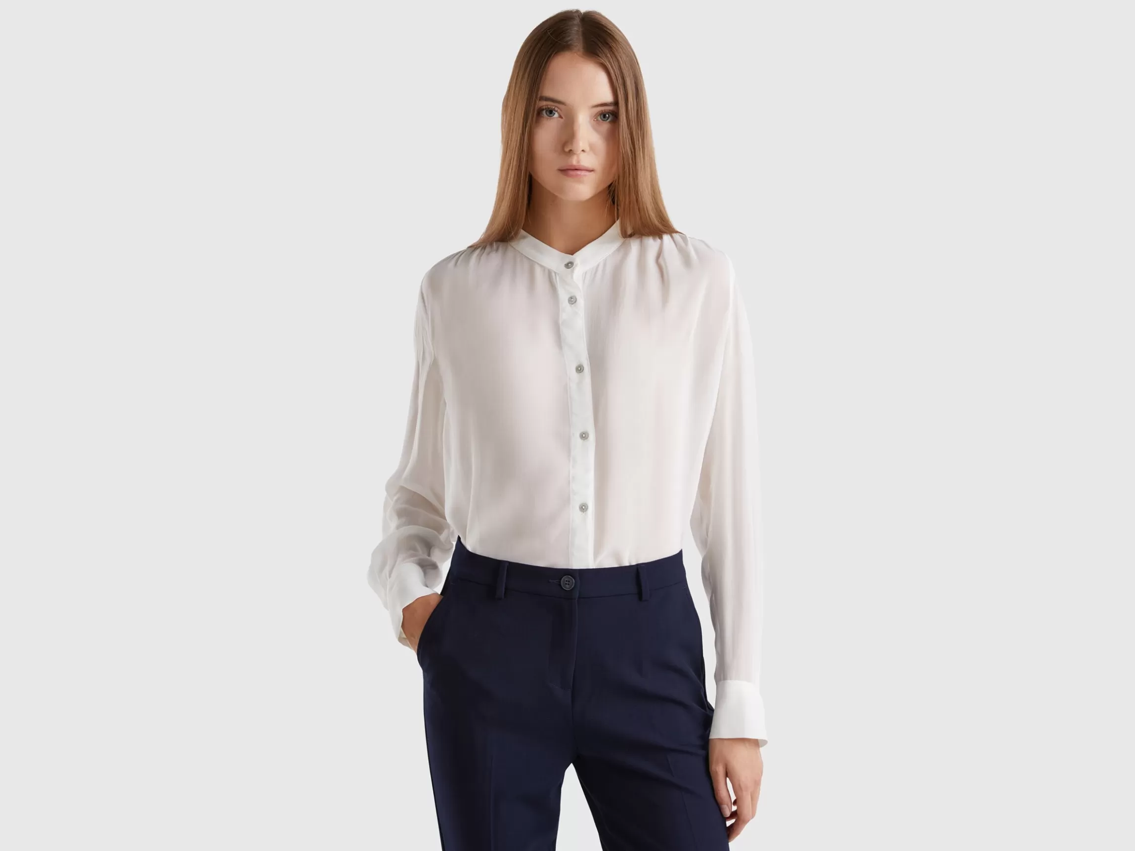 United Colors of Benetton Flowy Mandarin collar shirt