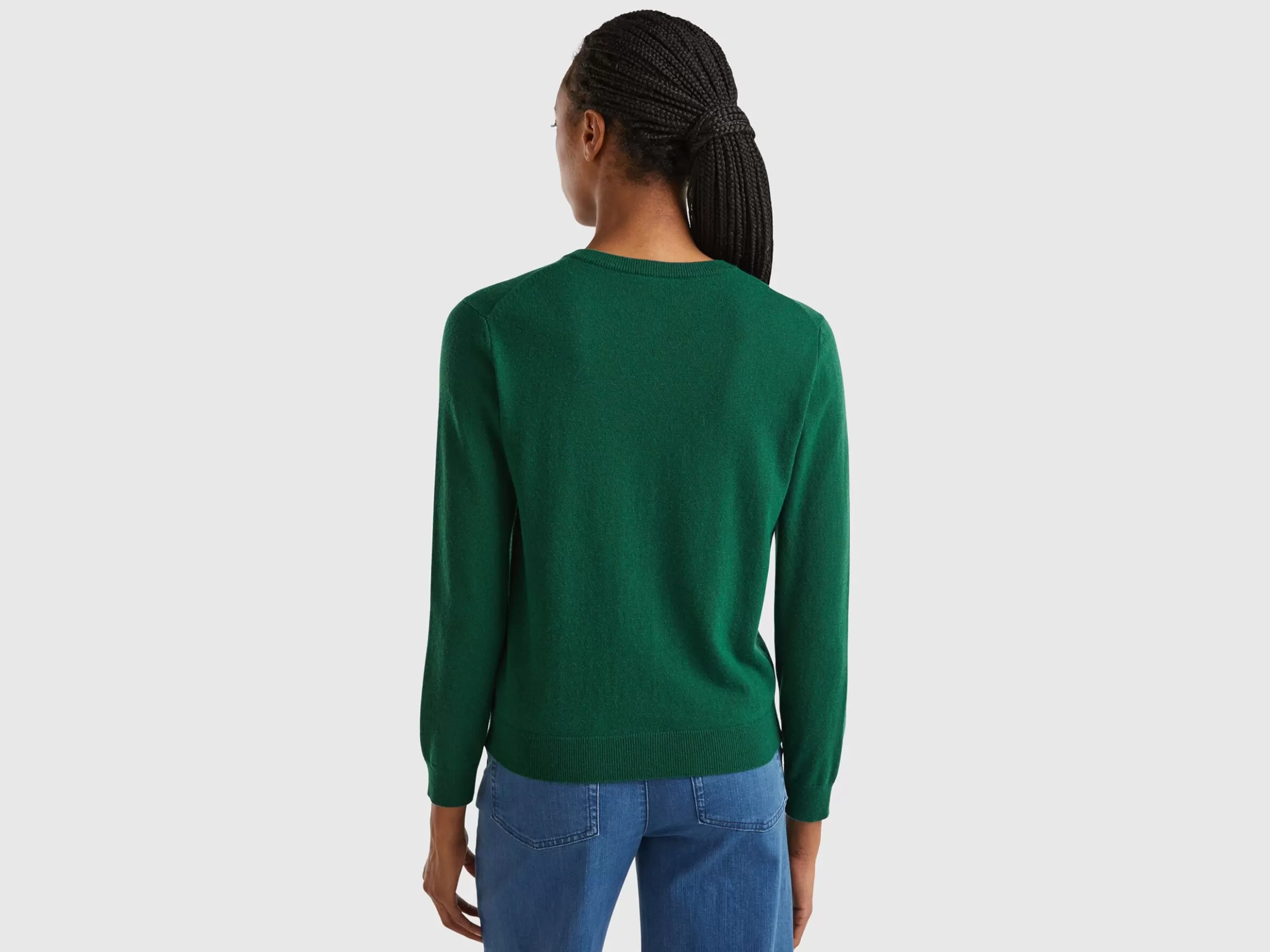 United Colors of Benetton Forest green cardigan in cashmere and wool blend