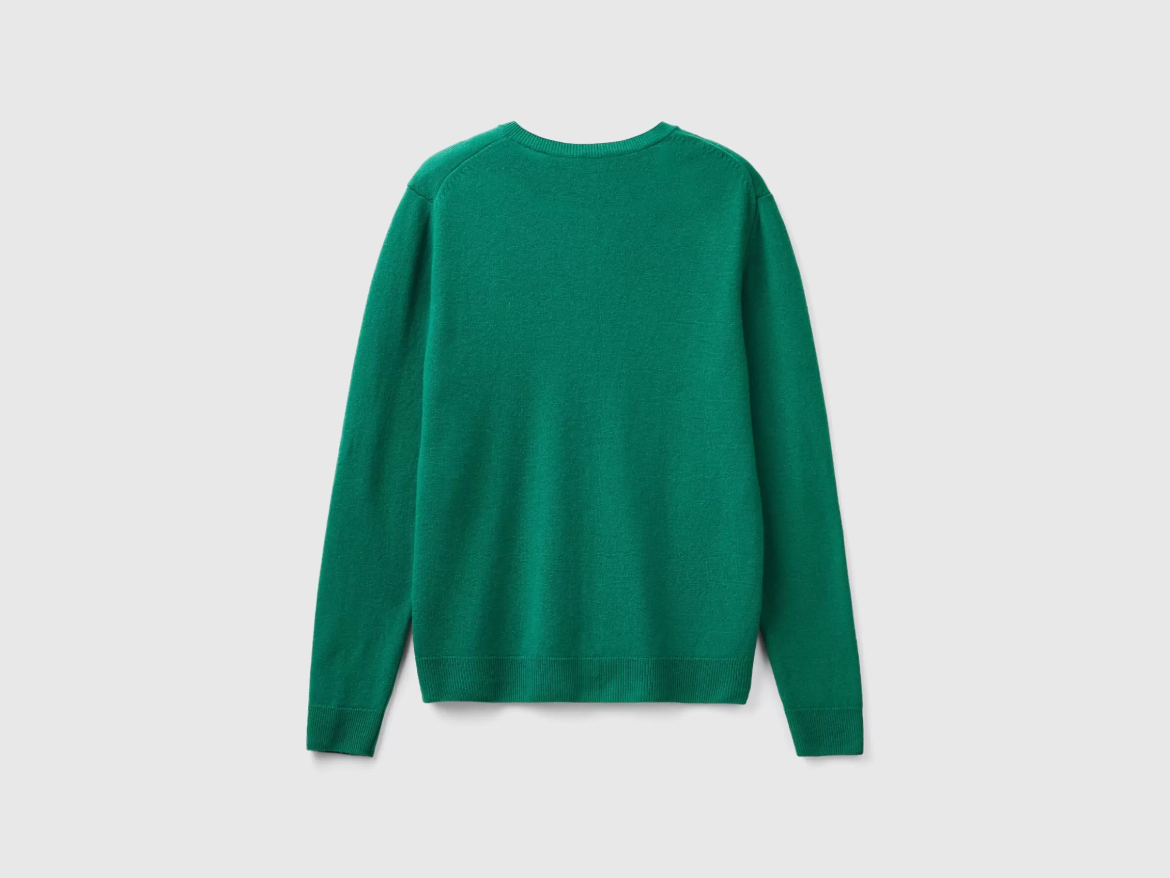 United Colors of Benetton Forest green crew neck cardigan in pure Merino wool