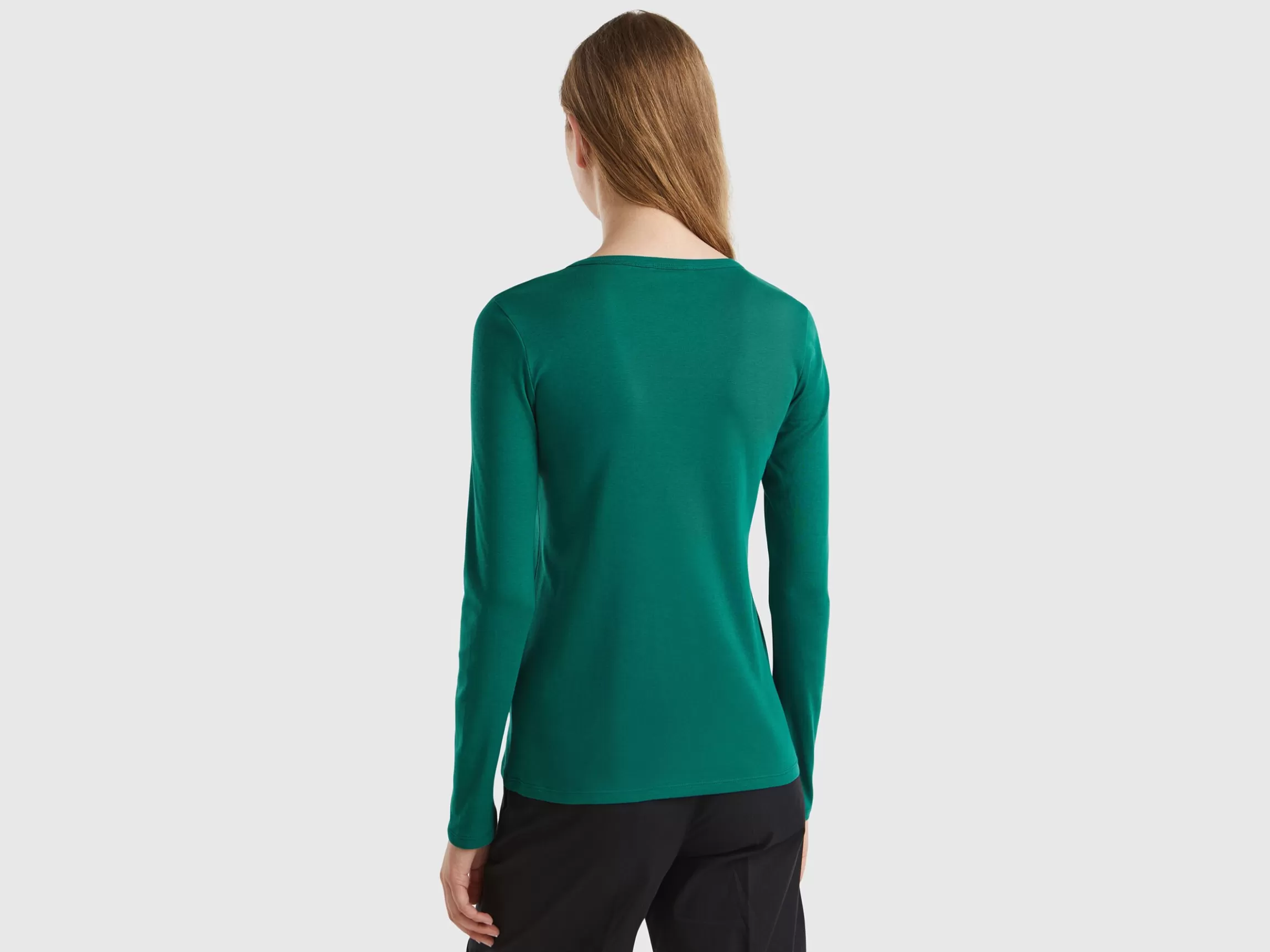 United Colors of Benetton Forest green long sleeve t-shirt in 100% cotton