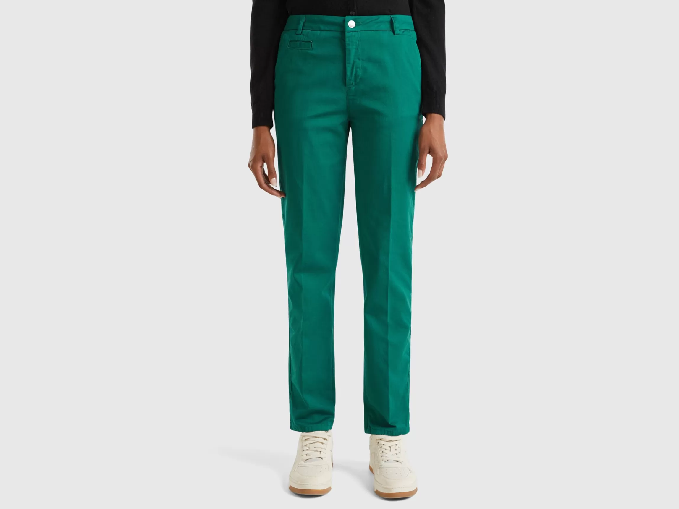 United Colors of Benetton Forest green slim fit cotton chinos