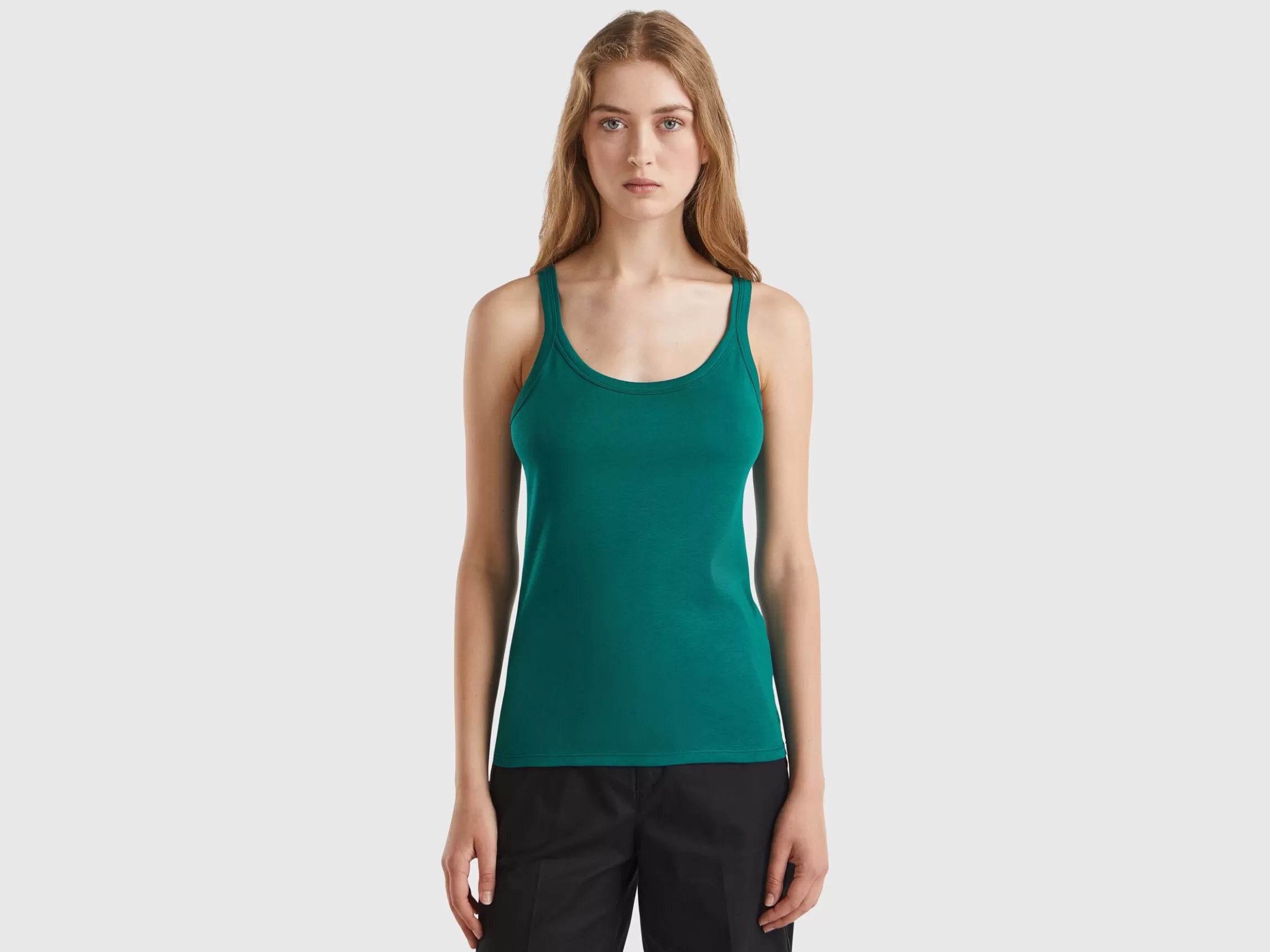 United Colors of Benetton Forest green tank top in pure cotton