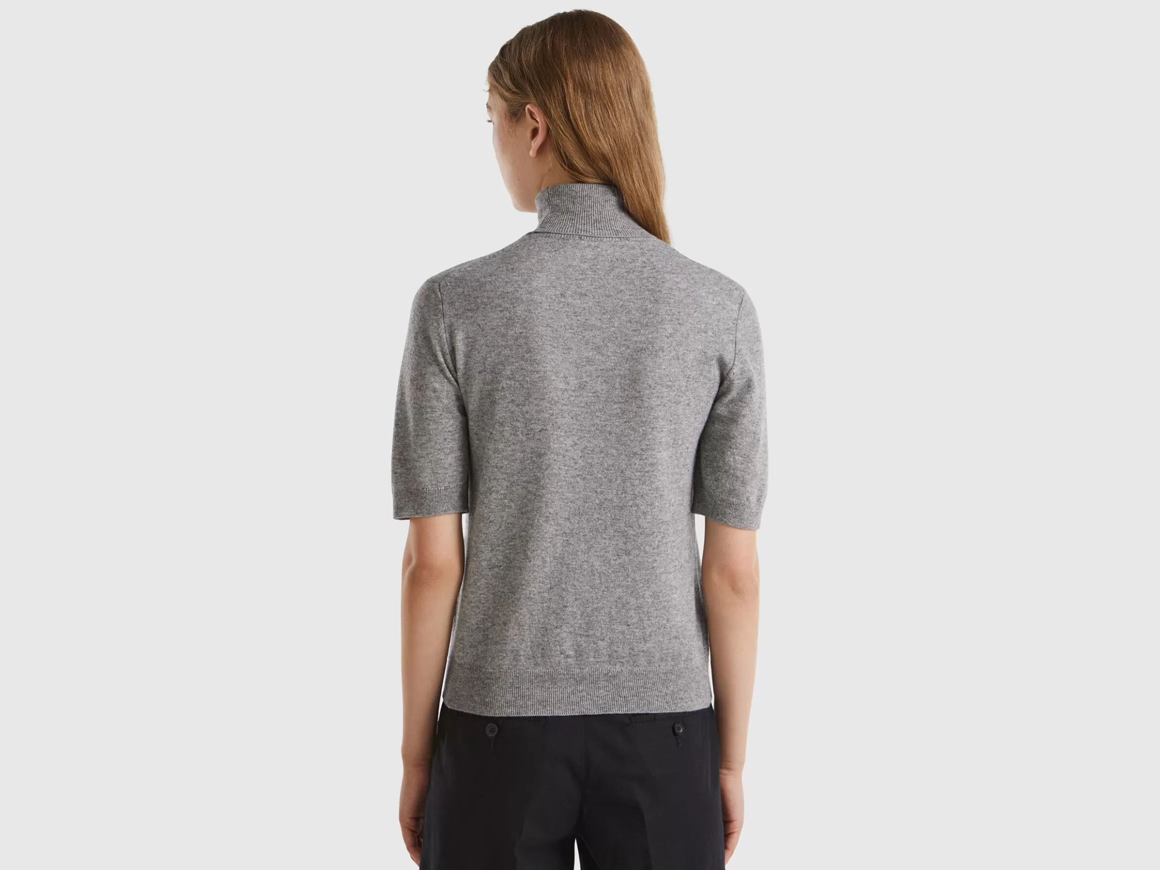 United Colors of Benetton Gray short sleeve turtleneck in cashmere blend