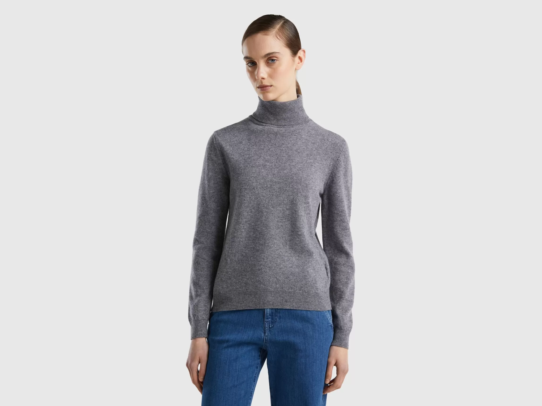 United Colors of Benetton Gray turtleneck in pure Merino wool